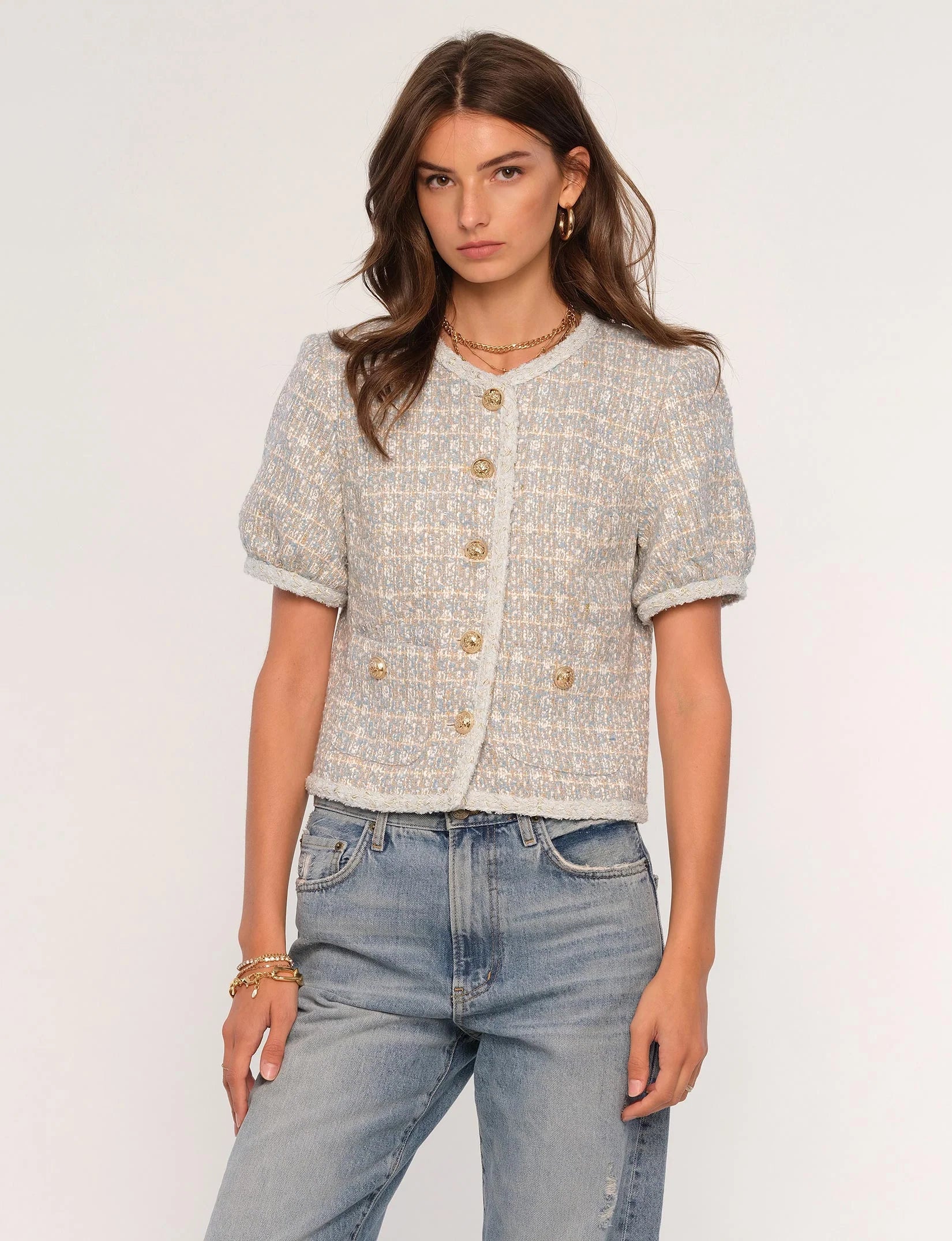 Heartloom Susana Blazer in Sky Blue - Elegant Women's Office Wear & Casual Jacket for Work, Dating, and Special Occasions