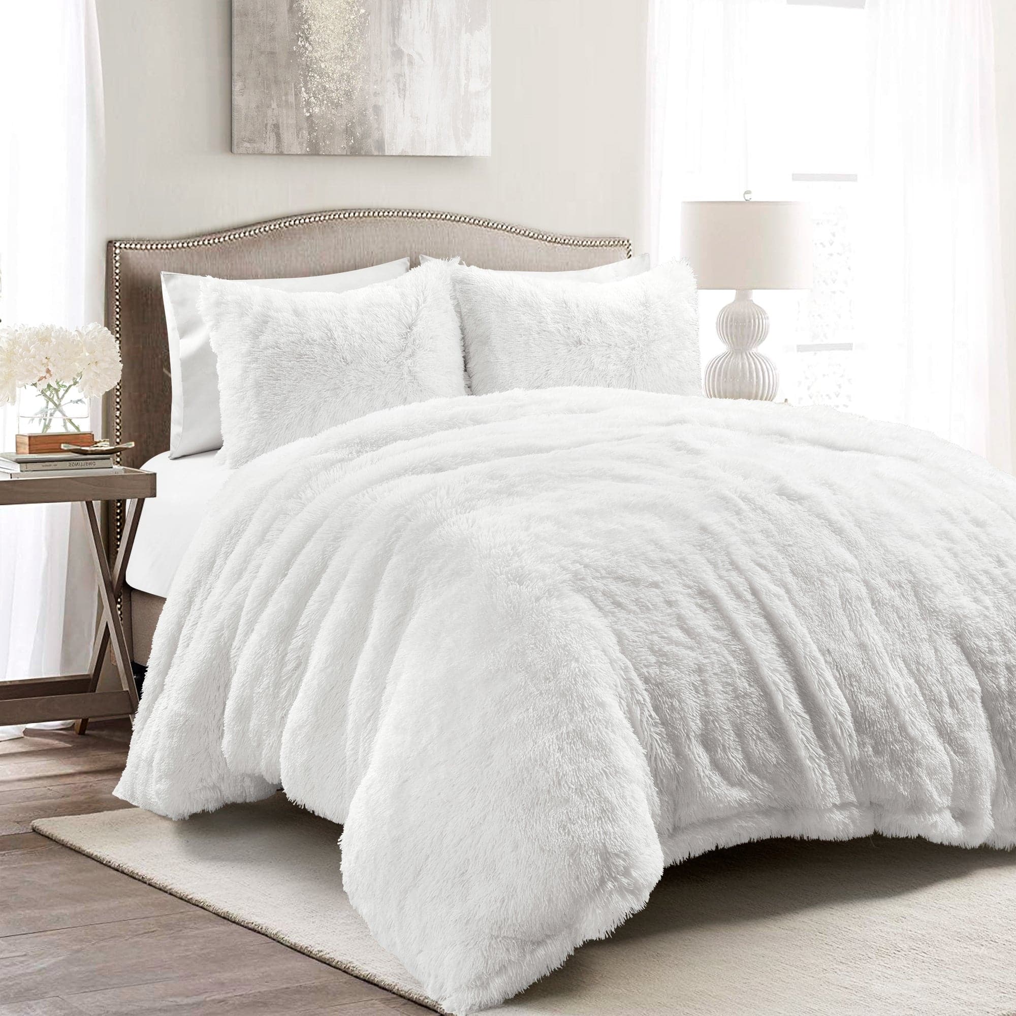 Emma Faux Fur Duvet Cover 3 Piece Set - Soft Luxury Bedding Set for Winter, King/Queen Size - Cozy Bedroom Decor for Master Bedroom & Guest Room