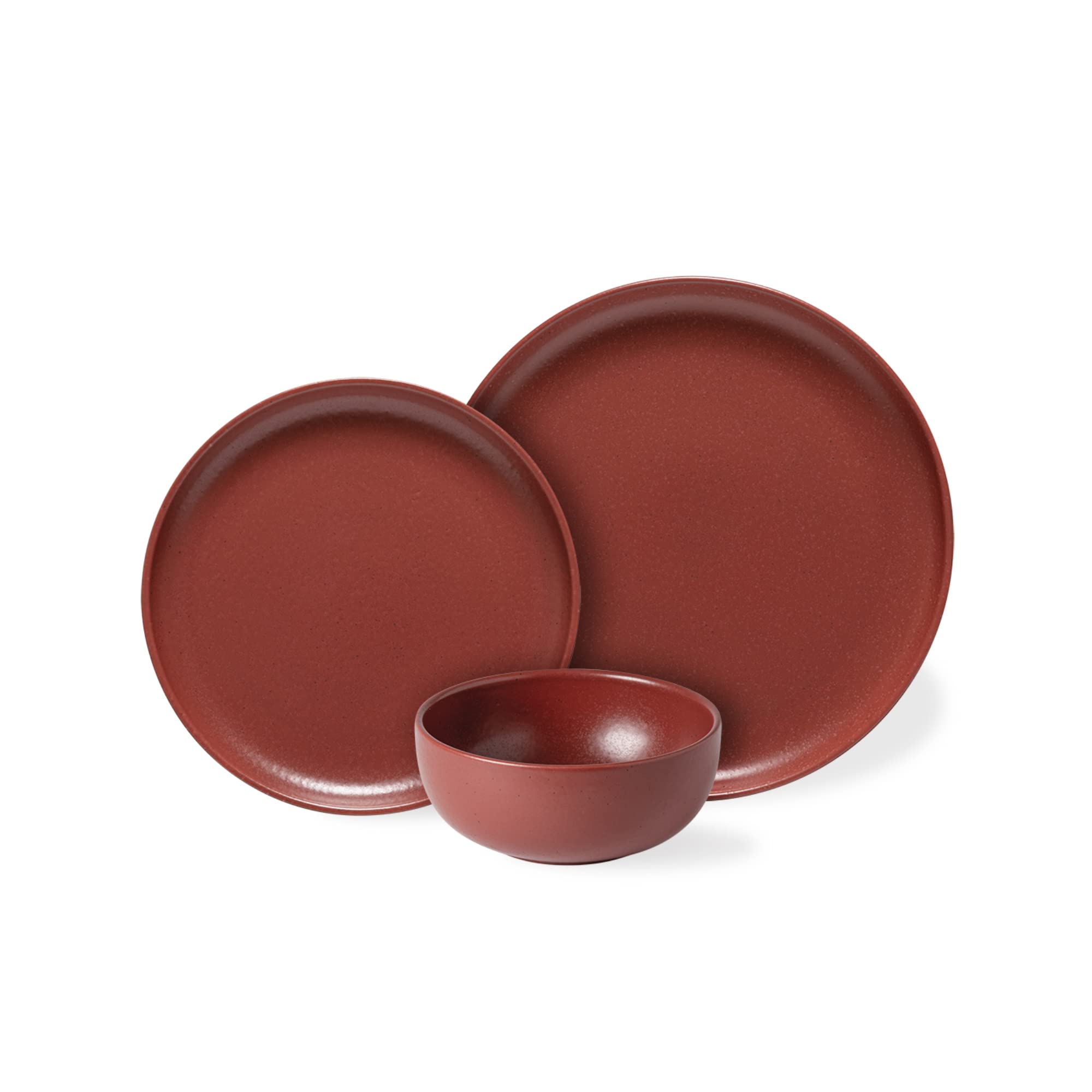 Casafina 18-Piece Ceramic Dinnerware Set for 6 - Microwave & Dishwasher Safe Stoneware Plates, Bowls & Mugs | Restaurant Quality Tableware for Everyday Use, Family Dinners & Entertaining Guests | Pacifica Collection in Cayenne Red