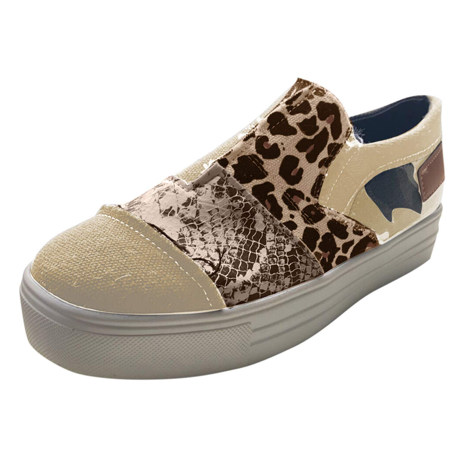 Original Unisex Canvas Slip-On Sneakers - Non-Slip Platform Shoes for Women & Men (Black/Khaki, Size 9) | Perfect for Casual Wear, Work, and Everyday Comfort