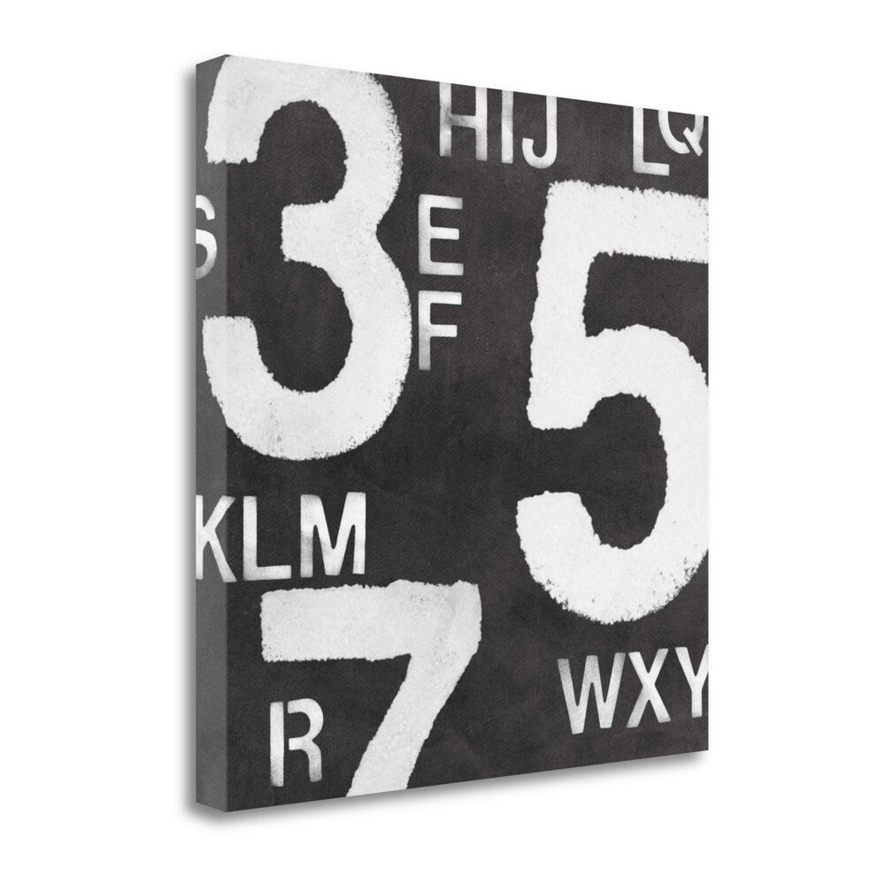 Black and White Alphabet & Numbers Canvas Art by Linda Woods - Gallery Wrap Wall Decor for Nursery, Classroom, or Office