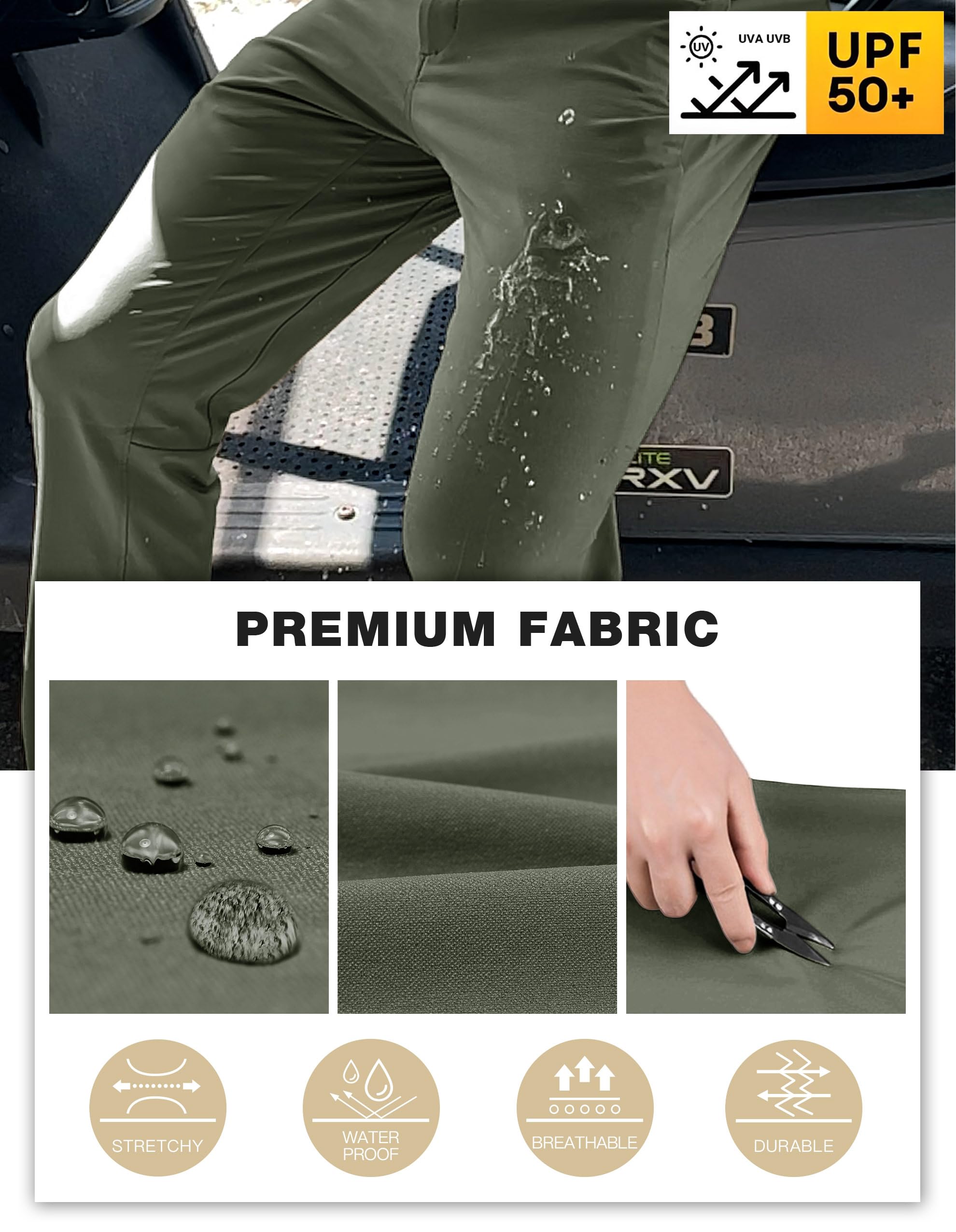 PULI Men's Stretch Golf Joggers Pants - Waterproof Slim Fit with 4 Pockets for Hiking, Travel & Work | Comfortable Casual Wear for Golfing & Outdoor Activities