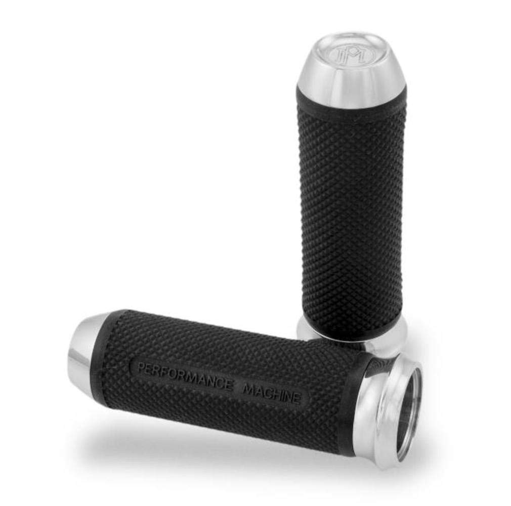 Performance Machine Chrome Elite Grips 0063-2028-CH - Premium Motorcycle Handlebar Grips for Harley Davidson, Honda, Yamaha & More - Enhance Comfort & Control for Long Rides & Cruising