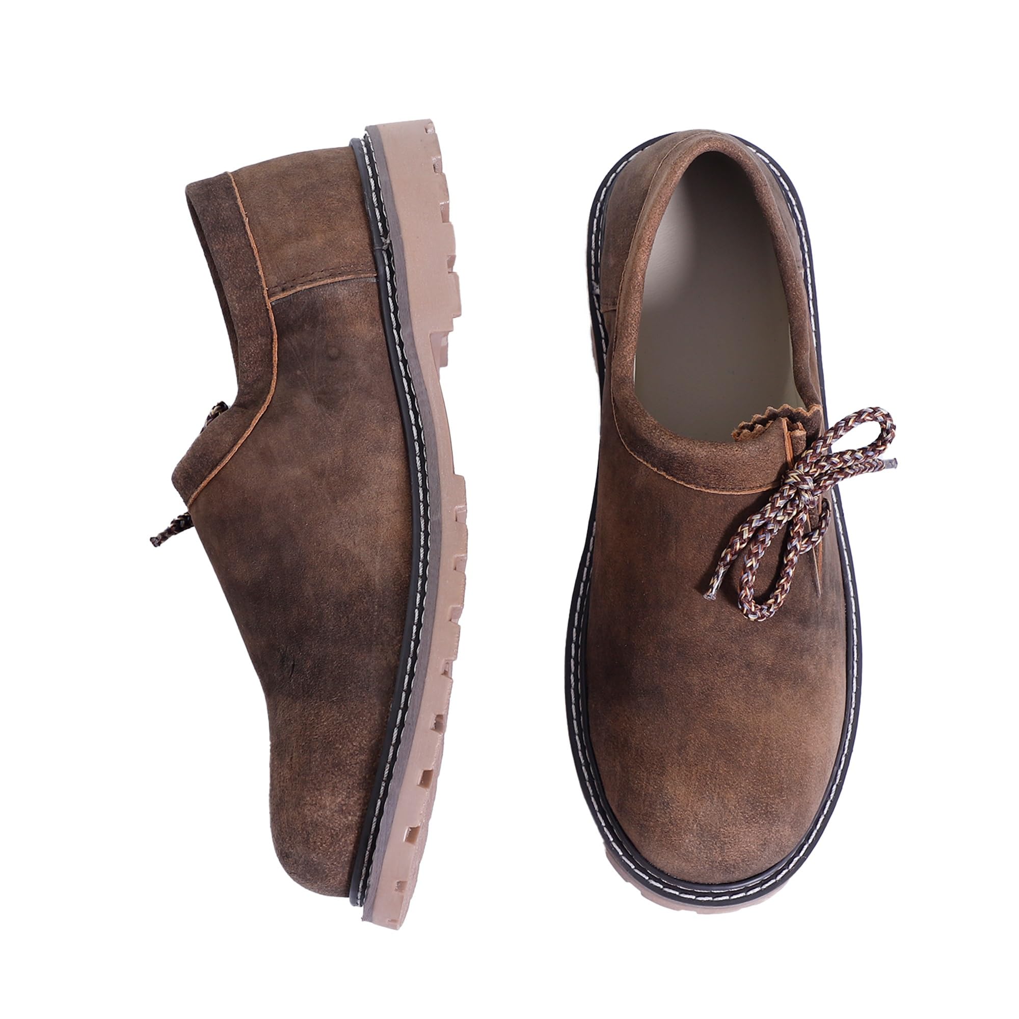 Authentic German Lederhosen Shoes for Men - Traditional Oktoberfest Trachten Haferl Shoes in Brown - Perfect for Oktoberfest, Bavarian Festivals & Cultural Events