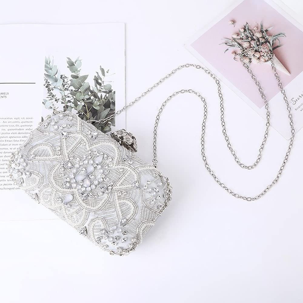 Elegant Crystal Beaded Evening Clutch Purse for Women - Wedding, Prom, Gala & Special Occasion Handbag