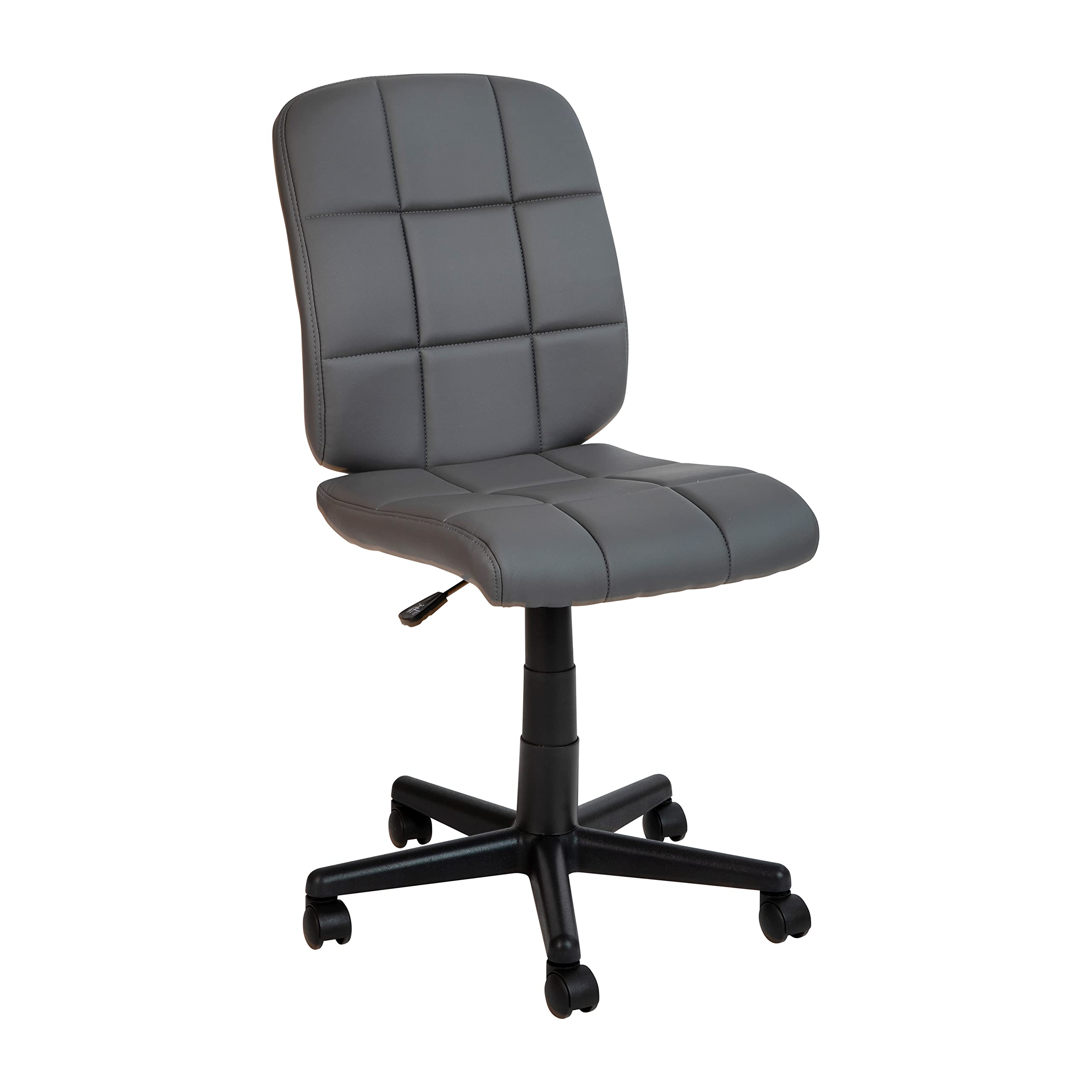 Emma & Oliver Mid-Back Gray Quilted Vinyl Swivel Office Chair - Ergonomic Task Chair for Home Office, Computer Desk & Workspace - Comfortable Work from Home Chair for Long Hours