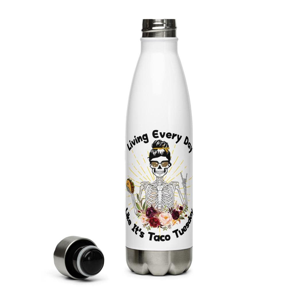 Stainless Steel Insulated Water Bottle 17oz - Taco Tuesday & Cinco De Mayo Themed Double-Walled Bottle for Taco Lovers | Perfect for Mexican Parties, Office Use & Outdoor Activities