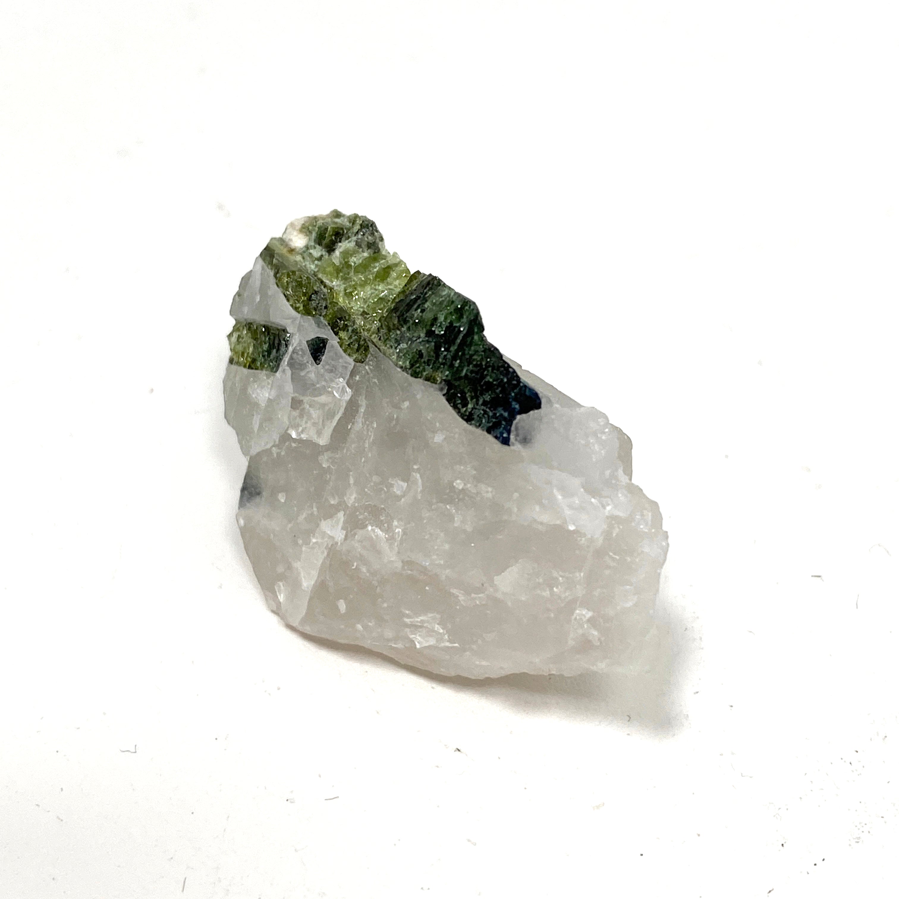 Natural Green Tourmaline on Quartz Crystal Specimen - GTQ05 | Healing Stone for Meditation, Reiki & Home Decor