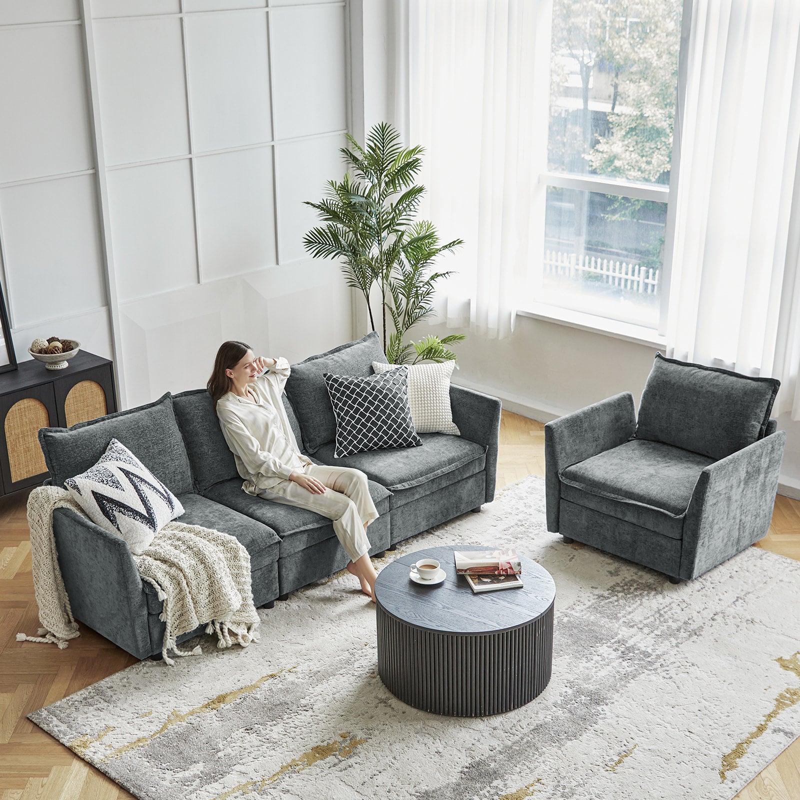 Harmetrix Oversized Soft Sectional Couch with Storage | Modern L-Shaped Sofa Bed with Hidden Compartment | Perfect for Living Room, Family Room & Small Spaces