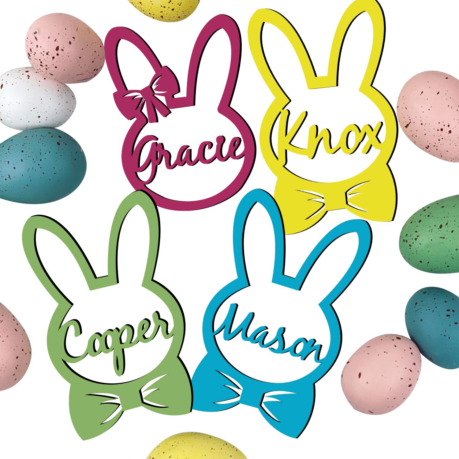 OXYEFEI Personalized Easter Basket Tags - Bunny & Easter Place Cards for Holiday Decorations - Perfect for Easter Egg Hunts, Party Favors, and Spring Celebrations