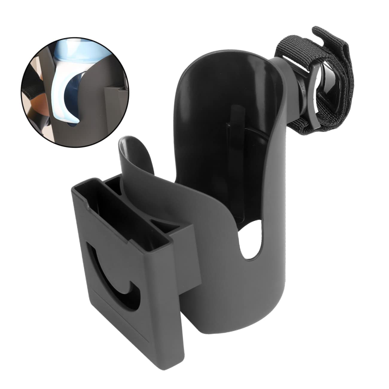 ERINGOGO Universal 2-in-1 Stroller Cup Holder & Phone Stand - Compatible with iPhone, Samsung, Most Smartphones - Perfect for Strollers, Shopping Carts, and Car Seats