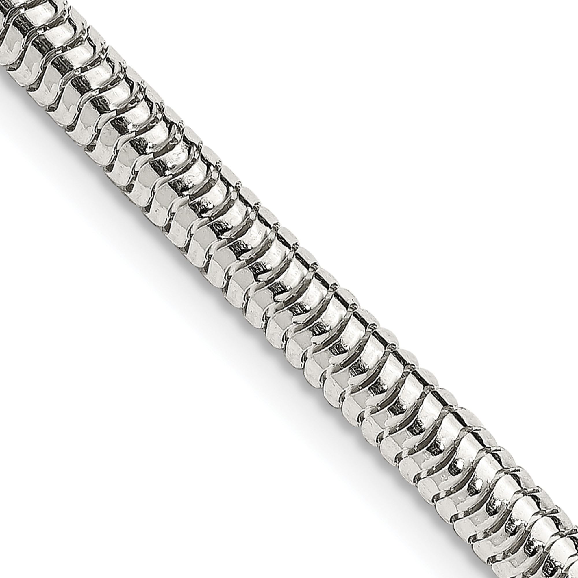925 Sterling Silver 4mm Round Cubetto Omega Snake Chain Herringbone Necklace for Women | Elegant Layering Jewelry for Daily Wear, Party & Gift Giving | IceCarats