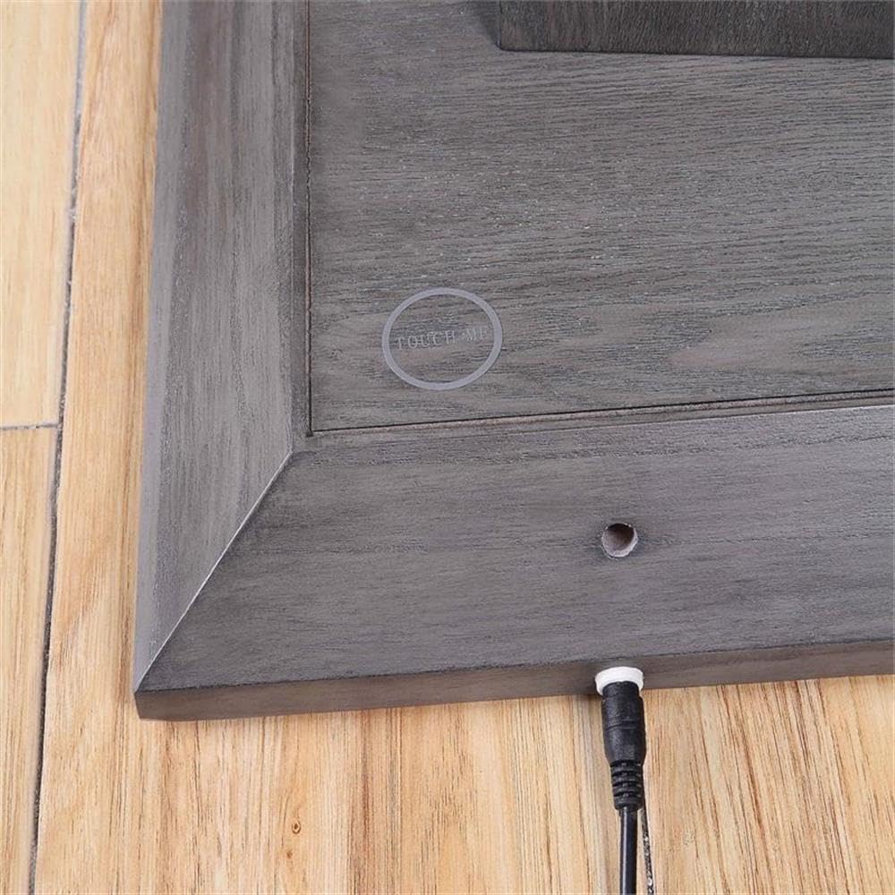 Furniture of America Syracuse Modern Wood and Glass End Table with Built-in LED Light in Gray - Perfect for Living Room, Bedroom, or Office Nightstand