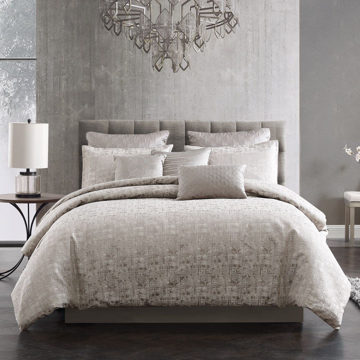 Riverbrook Home 100% Polyester Queen Size Comforter Set - 9 Piece Bedding Set in Genoa Gray | Soft & Breathable All-Season Duvet Cover for Cozy Bedroom Decor