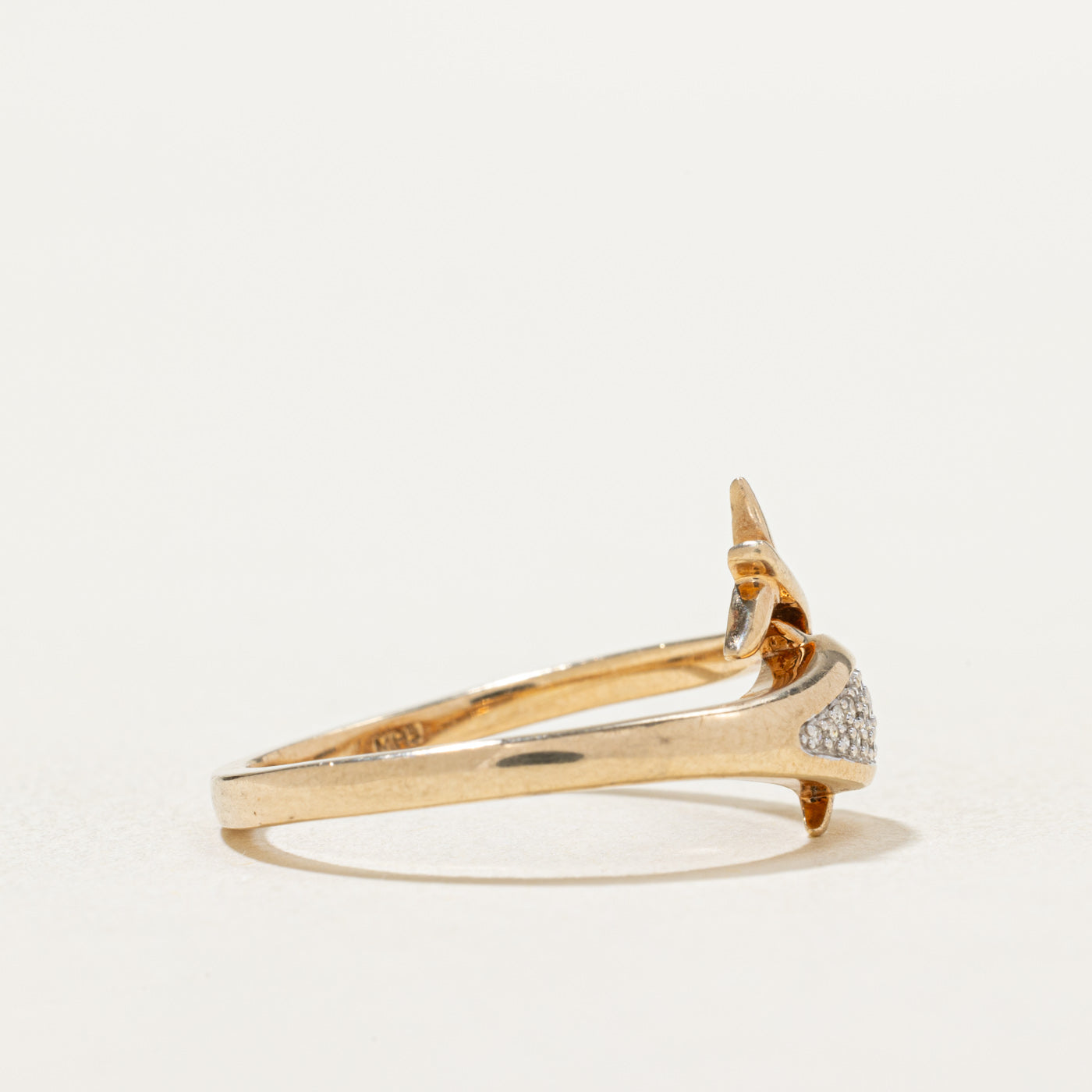 10K White Gold Diamond Dolphin Bypass Ring - 0.02ctw Natural Diamonds - Size 7 - Elegant Jewelry Gift for Women - Perfect for Anniversary, Birthday & Special Occasions