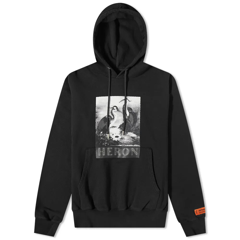 Heron Preston Black Heron Print Hoodie for Men - Streetwear Fashion Pullover Sweatshirt | Perfect for Casual Outfits, Urban Style & Street Photography