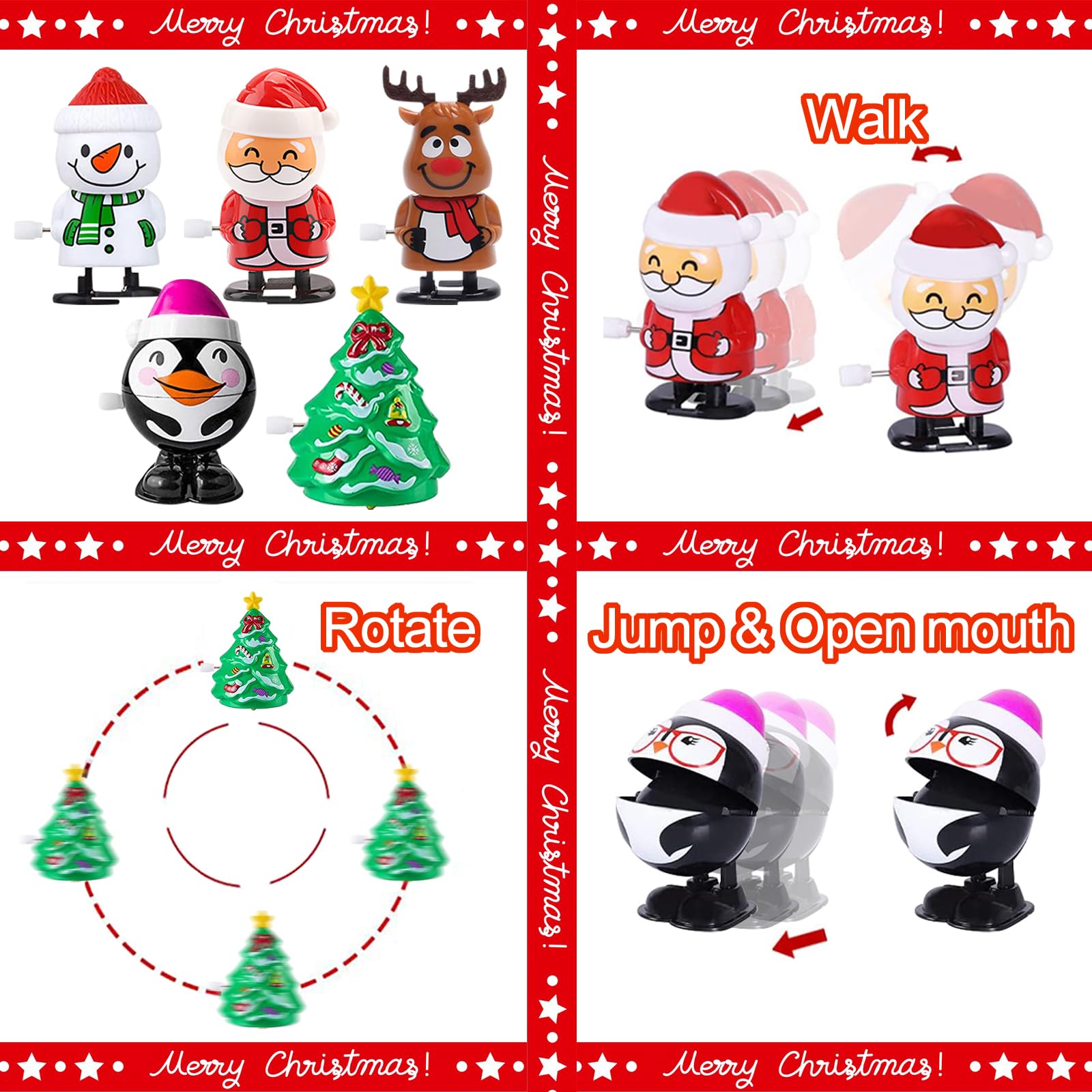 5 Pack Christmas Wind Up Toys - Fun Holiday Stocking Stuffers for Kids, Christmas Party Favors & Gifts | Perfect for Holiday Celebrations, Classroom Rewards & Festive Playtime