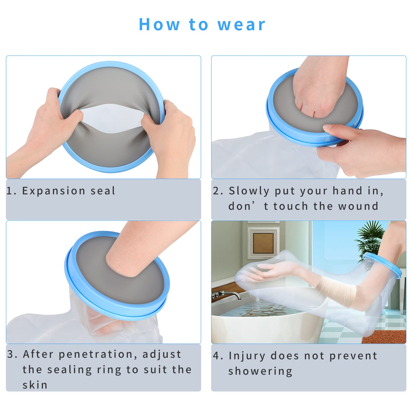 SUPERNIGHT Waterproof Cast Cover for Shower - Reusable Arm Cast Protector for Adults to Keep Wounds & Bandages Dry - Fits Wrists & Arms - Ideal for Bathing, Swimming & Daily Activities