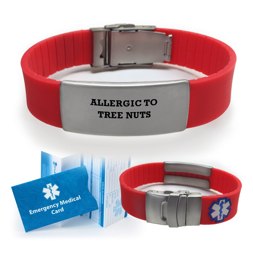 Hypoallergenic Medical Alert ID Bracelet for Tree Nut Allergies - Unisex Safety Jewelry for Men & Women - Essential for Dining Out, Travel & Emergency Situations