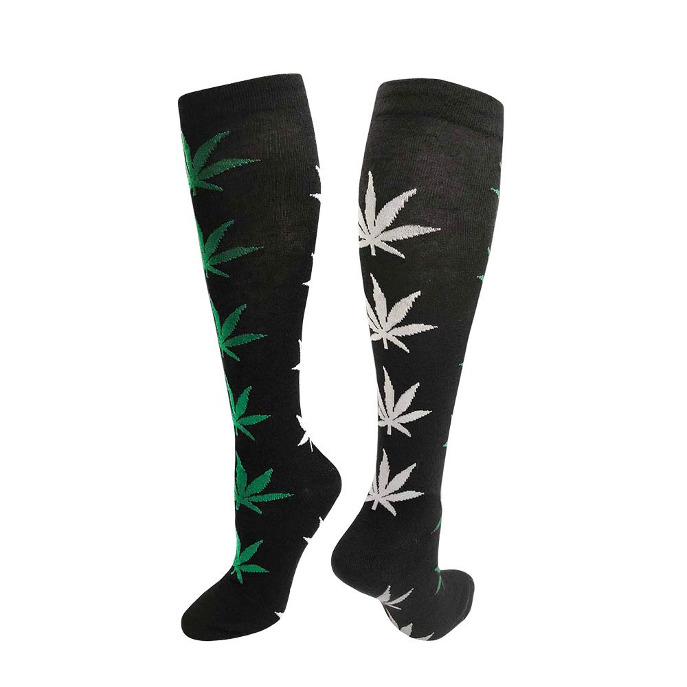 Julietta Hemp Leaf Knee High Socks for Women - Comfortable Black Hemp Socks for Yoga, Running & Everyday Wear