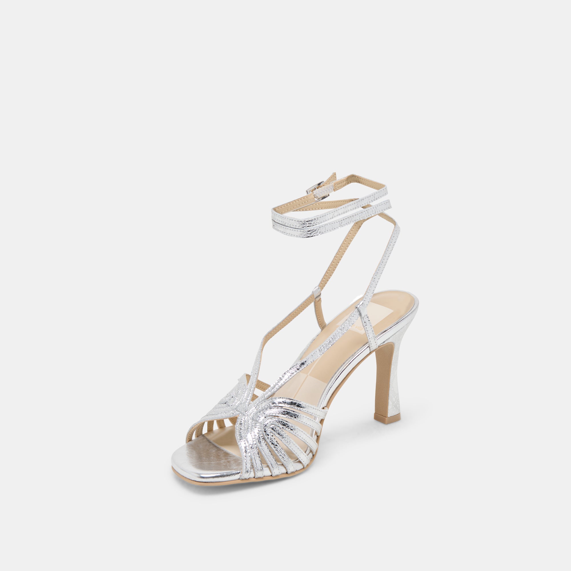 NIVANA Women's Silver Distressed Leather Heels - Stylish High Heels for Parties, Weddings & Evening Events