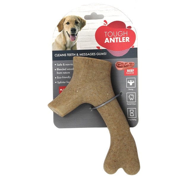 Durable Nylon Wood Blend Antler Chew Toys for Dogs - Long-Lasting Chew Bone for Aggressive Chewers, Puppy Teething & Dental Health - Perfect for Indoor/Outdoor Play, Crate Training & Anxiety Relief