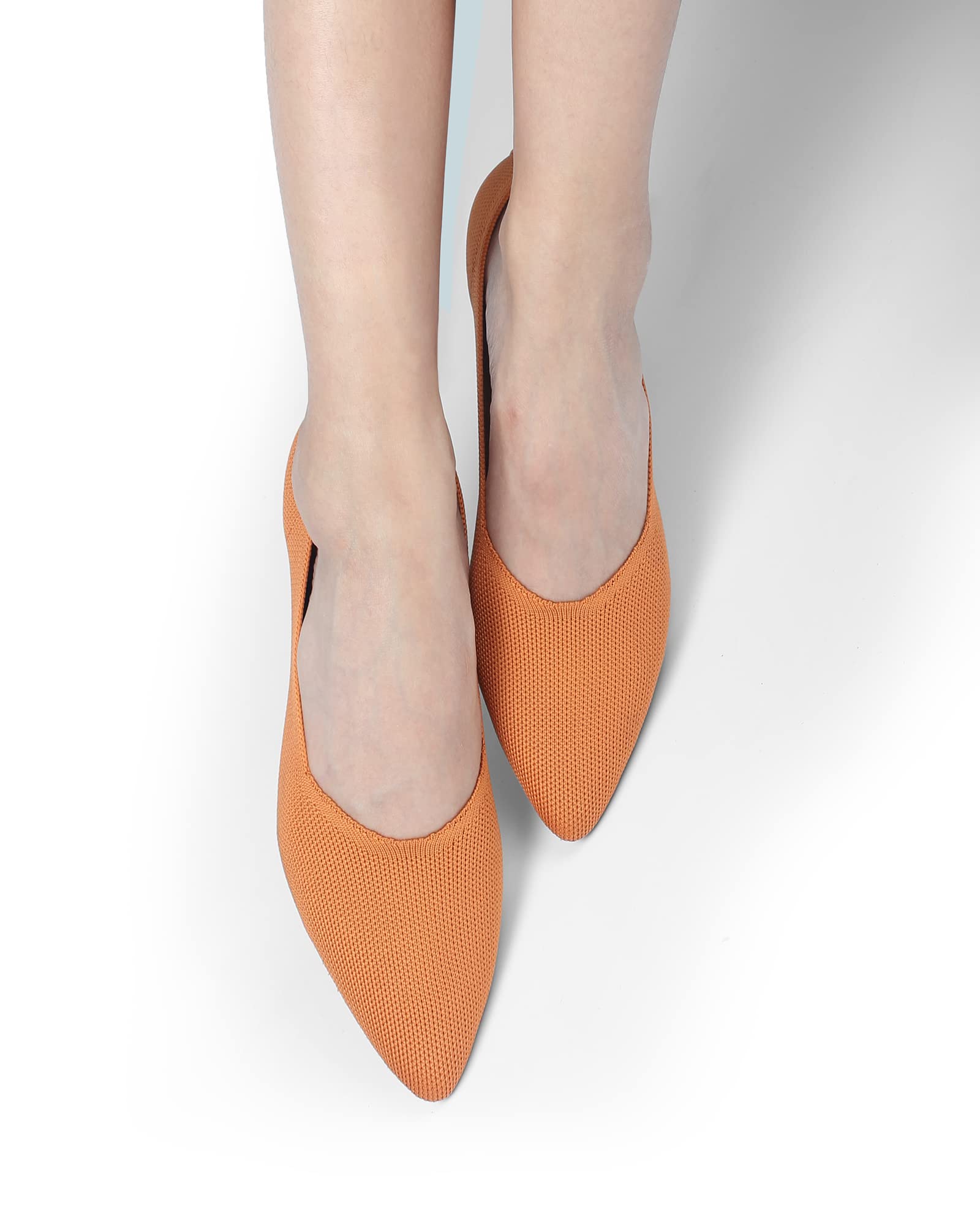Women's Comfortable Ballet Flat Shoes - Pointed Toe Slip-On Knit Loafers with Low Wedge, Washable & Foldable Classic Mesh Walking Shoes for Women (Black/Navy/Caramel) - Perfect for Office, Travel & Casual Outfits
