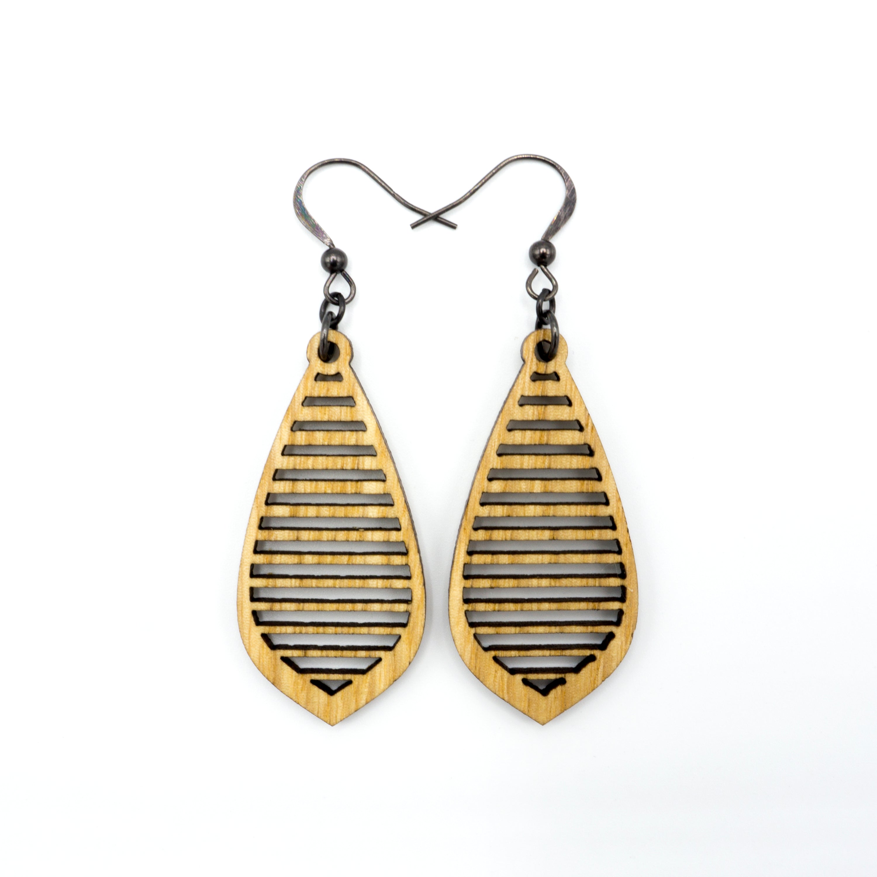 Gem Point 11 [S] Wooden Earrings - Handcrafted Ash Wood Dangle Earrings for Women | Boho Chic Jewelry for Casual Wear, Parties & Special Occasions