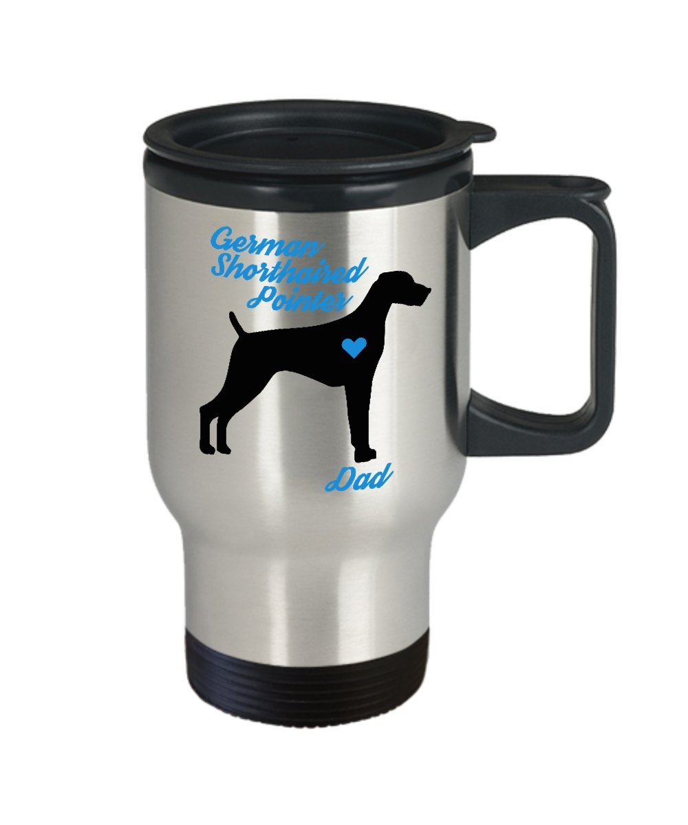 German Shorthaired Pointer Dad Travel Mug - Insulated Coffee Cup for Outdoor Adventures, Camping & Commuting - Funny Dog Lover Gift for Men & Women