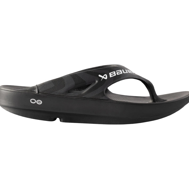 Bauer OOFOS Sport Sandals for Men & Women - Black Recovery Footwear for Running, Walking & Post-Workout Comfort - Ideal for Athletes, Travel & Everyday Wear