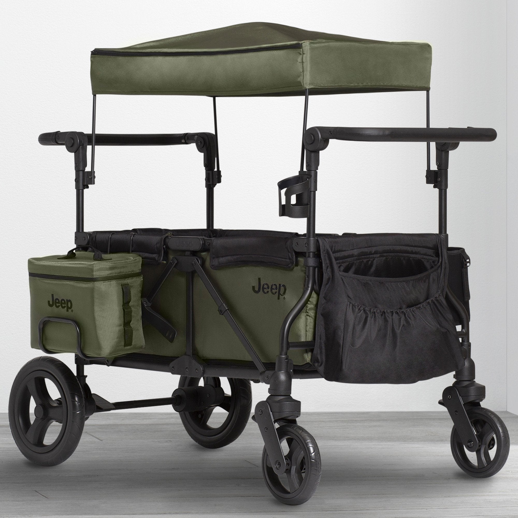 Jeep Wrangler Deluxe Stroller Wagon with Cooler Bag - All-Terrain Baby Stroller & Utility Wagon for Beach, Park, and Outdoor Adventures