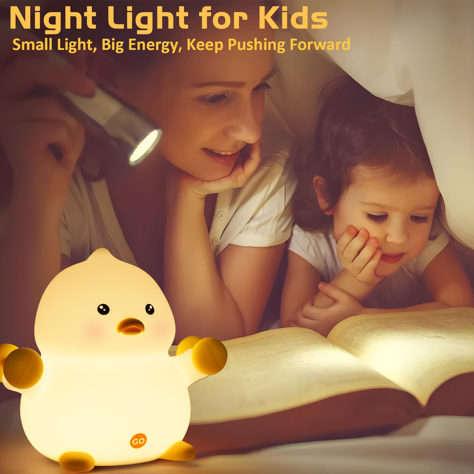 Rechargeable LED Night Light Duck for Kids - Adjustable Silicone Baby Night Lamp with Timer, Cute Nursery Decor for Girls & Boys | Perfect for Bedrooms, Nurseries & Kids' Rooms