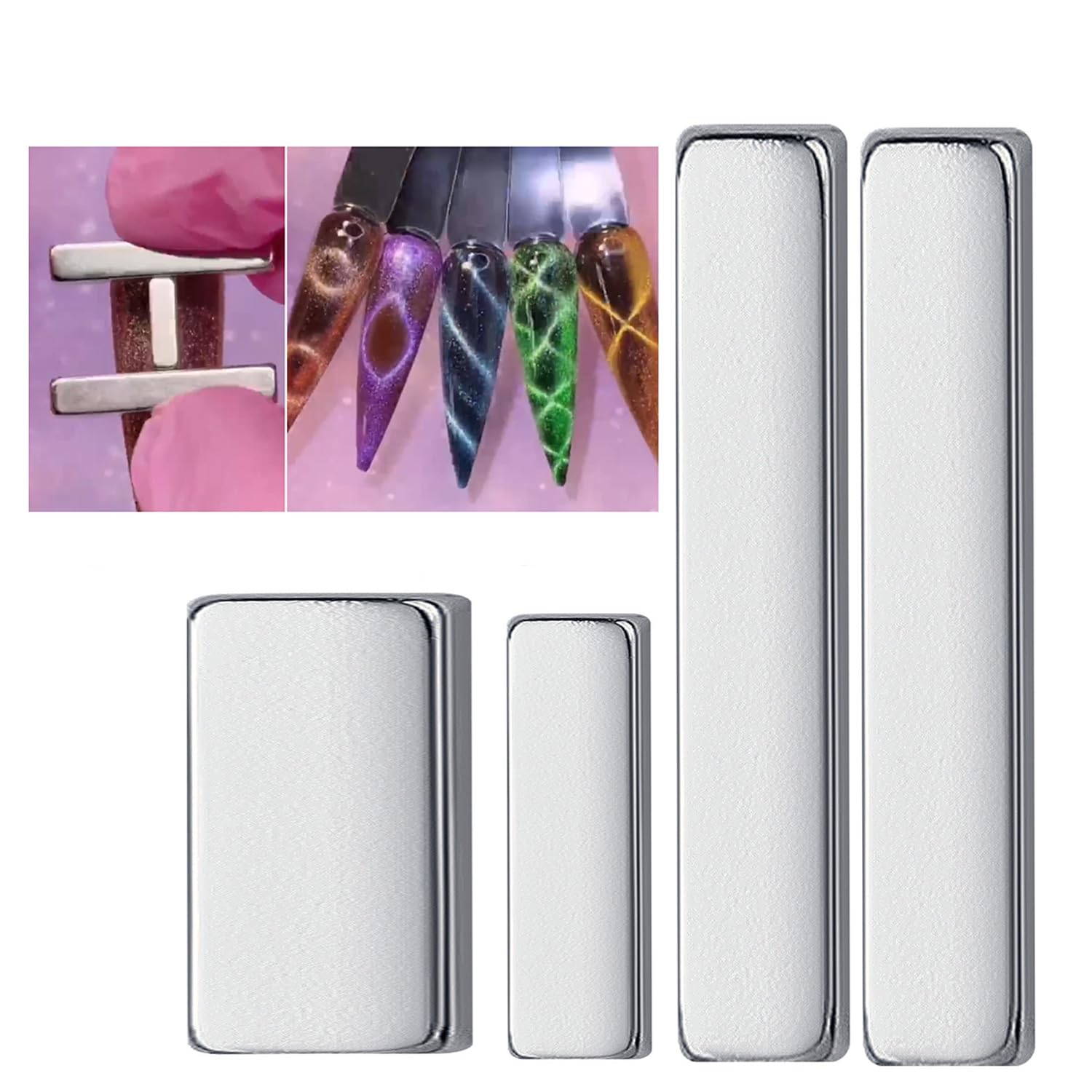 4 Pieces Mini Magnetic Stick for Cat Eye Nail Polish - Nail Art Magnet Tool for 3D Magnetic Gel Polish - DIY Home Salon Manicure Kit (Perfect for Nail Art Enthusiasts & Professional Salons)