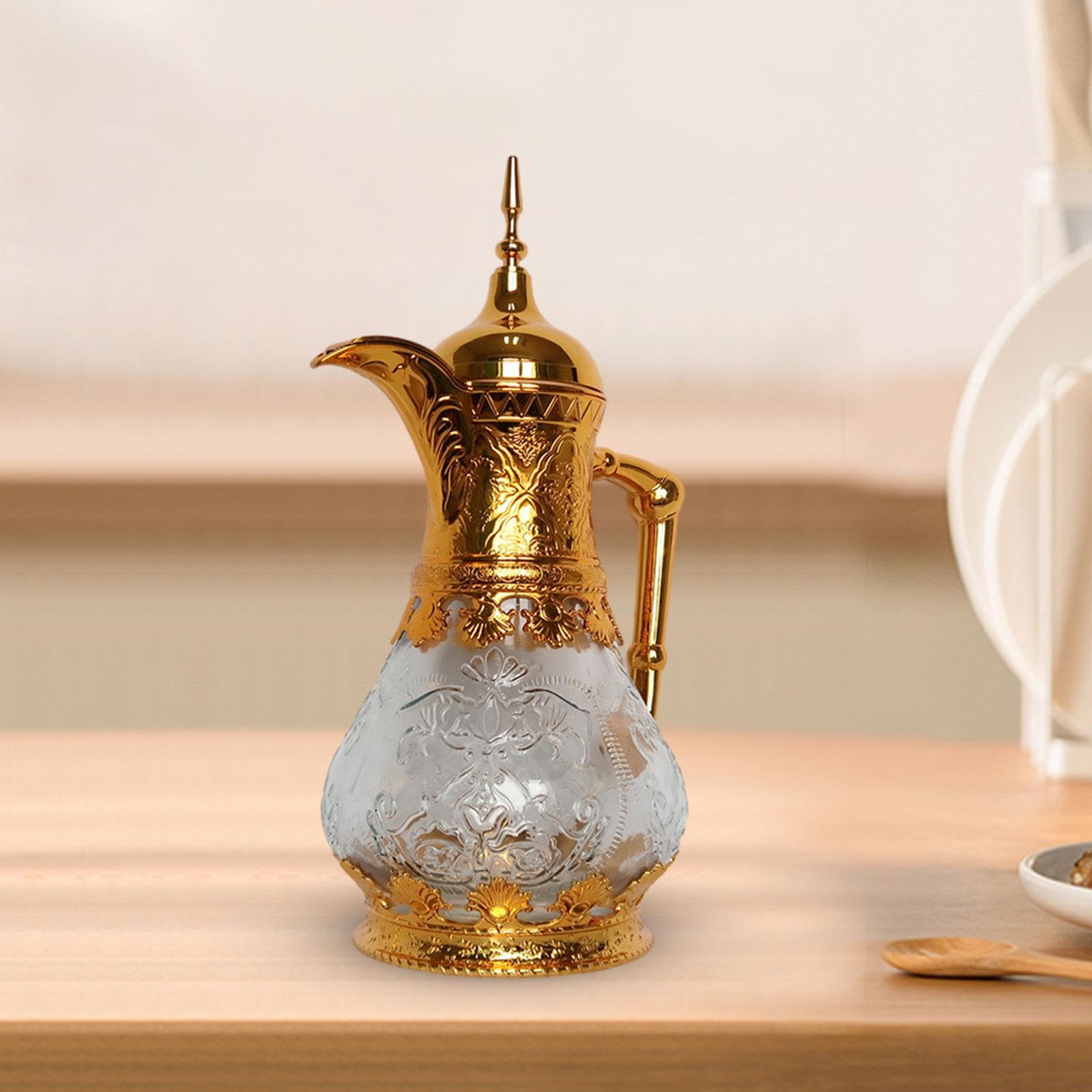 Premium 6L Stainless Steel Arabic Coffee Pot with Thermal Insulation - Elegant Gold Design for Serving Traditional Turkish/Gulf Coffee - Perfect for Home Entertaining, Cafes & Middle Eastern Gatherings