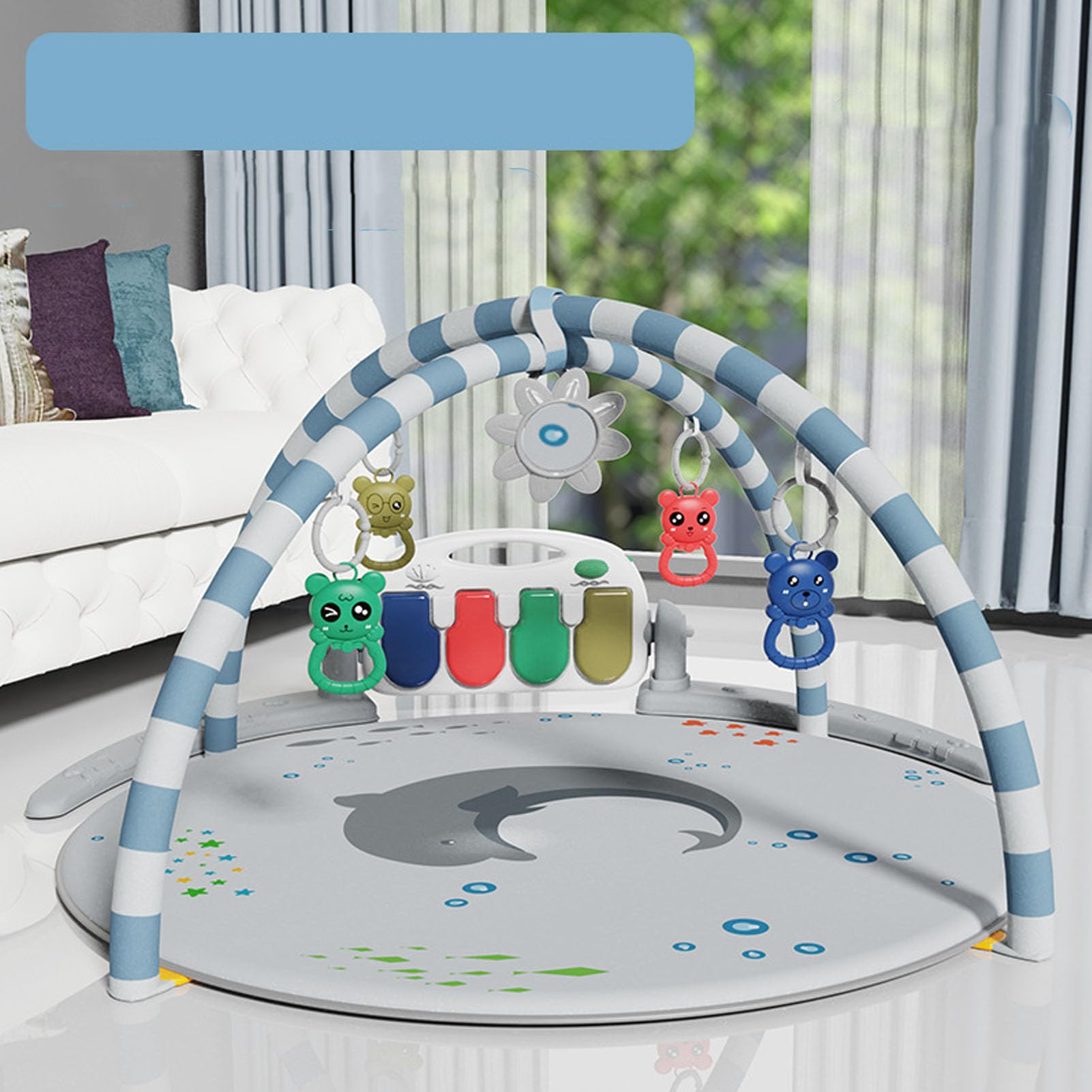 Baby Gym Play Mat with Musical Piano - Developmental Learning Toy for Infants 0-36 Months | Tummy Time Activity Center & Crawling Mat for Newborns, Perfect for Nursery Playtime & Early Childhood Development