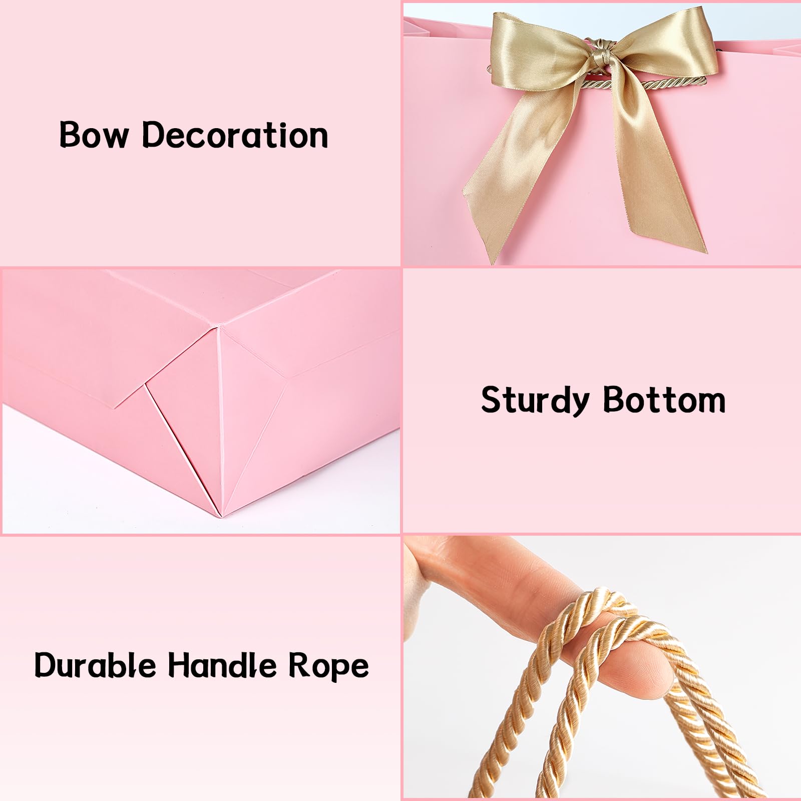 JMANNI Large Gift Bags with Ribbon - 1 Pack Includes 1 Paper Gift Bag with Handles, 1 Greeting Card & 2 Tissue Papers - Elegant Marble Pattern Present Bags for Birthday, Christmas, Wedding - Perfect for Party Favors, Bridal Showers & Corporate Gifting
