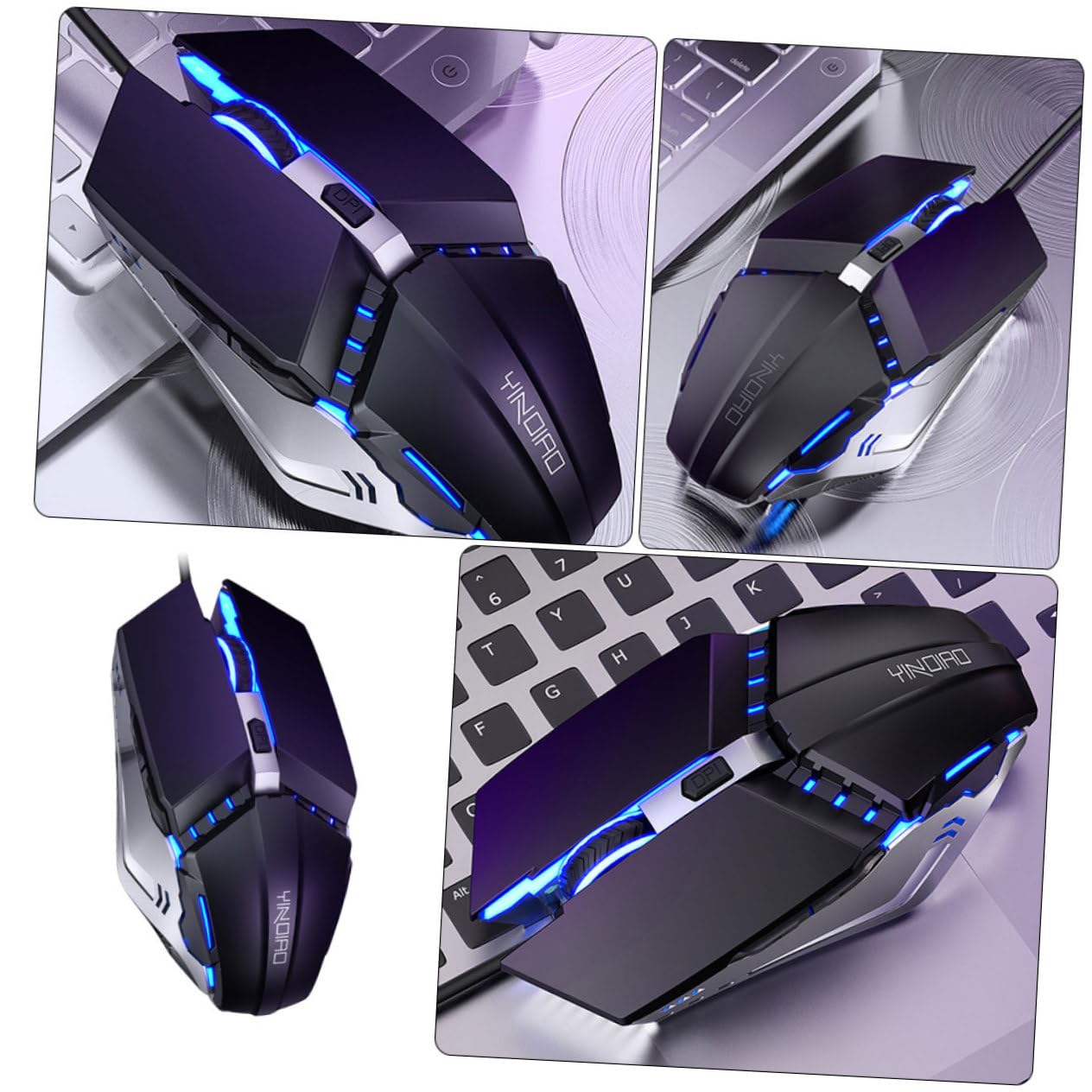 Homoyoyo 2-Pack USB Wired Silent Mouse - 6-Button Luminous Optical Mice for Laptop, PC, Office & Gaming - Ergonomic Computer Mouse for Work, Study & Home Use