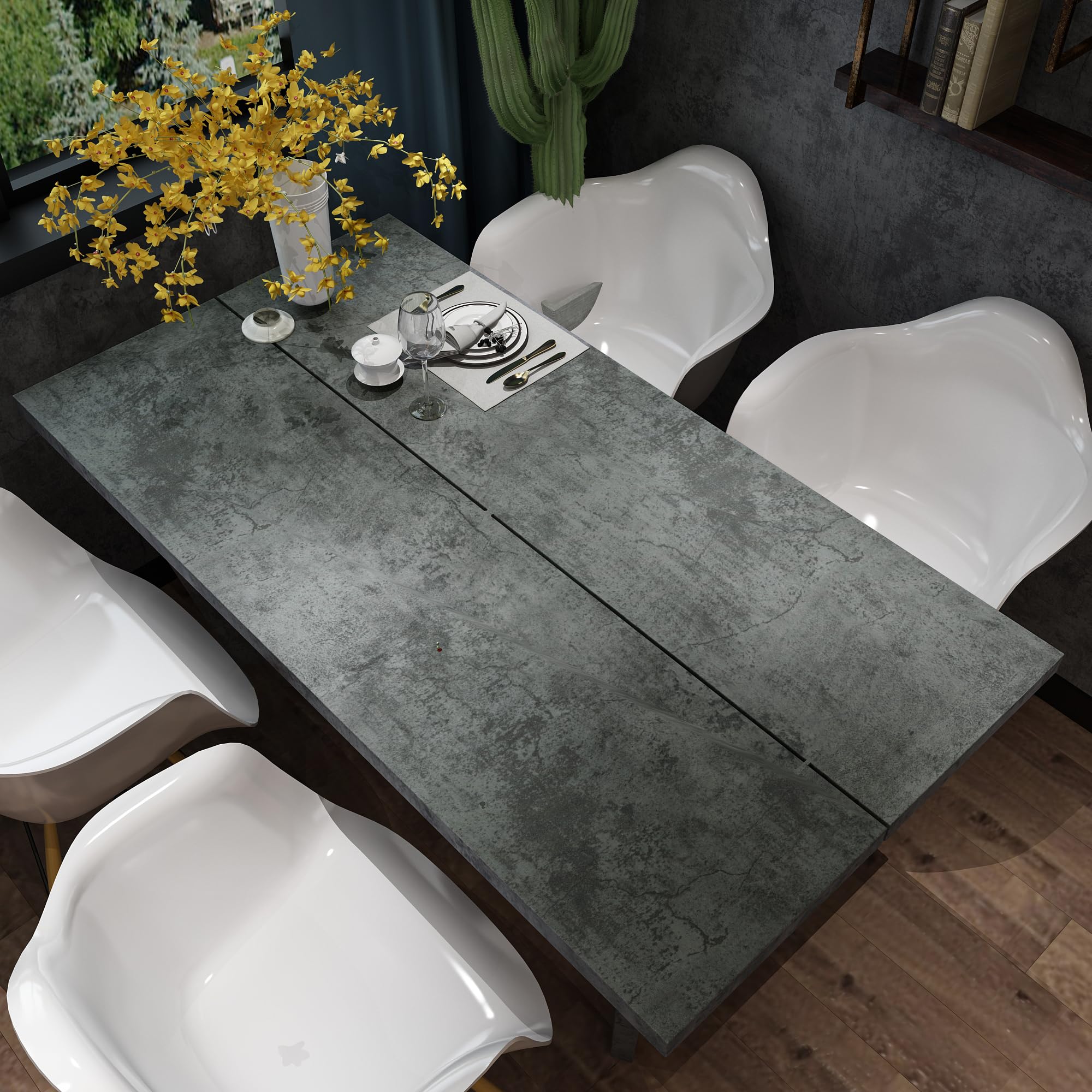 JSEVEM 24×197 Inch Extra Thick Peel and Stick Concrete Wallpaper - Waterproof Gray Blue Vinyl Contact Paper with Matte Textured Finish for Industrial Style Bedroom, Living Room & Garage Walls | Perfect for Home Office, Accent Walls & DIY Interior Design
