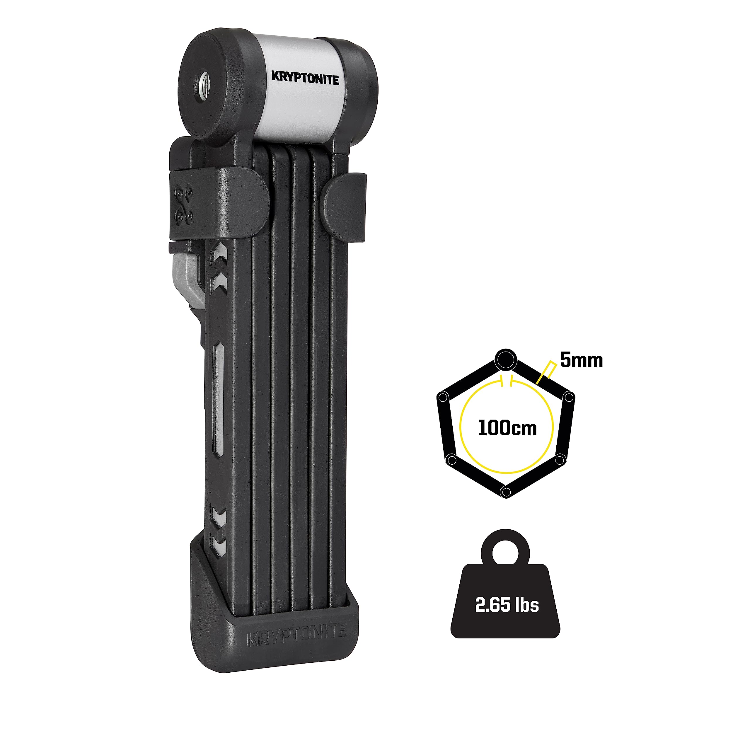 Kryptonite Kryptolok 610 S Folding Bike Lock - Compact, Lightweight, High Security Anti-Theft Bicycle Lock with 2 Keys & Mount | Fits E-Bikes, Scooters, Road & Mountain Bikes | 100cm (39 in) Black | Perfect for Urban Commuting & Outdoor Adventures