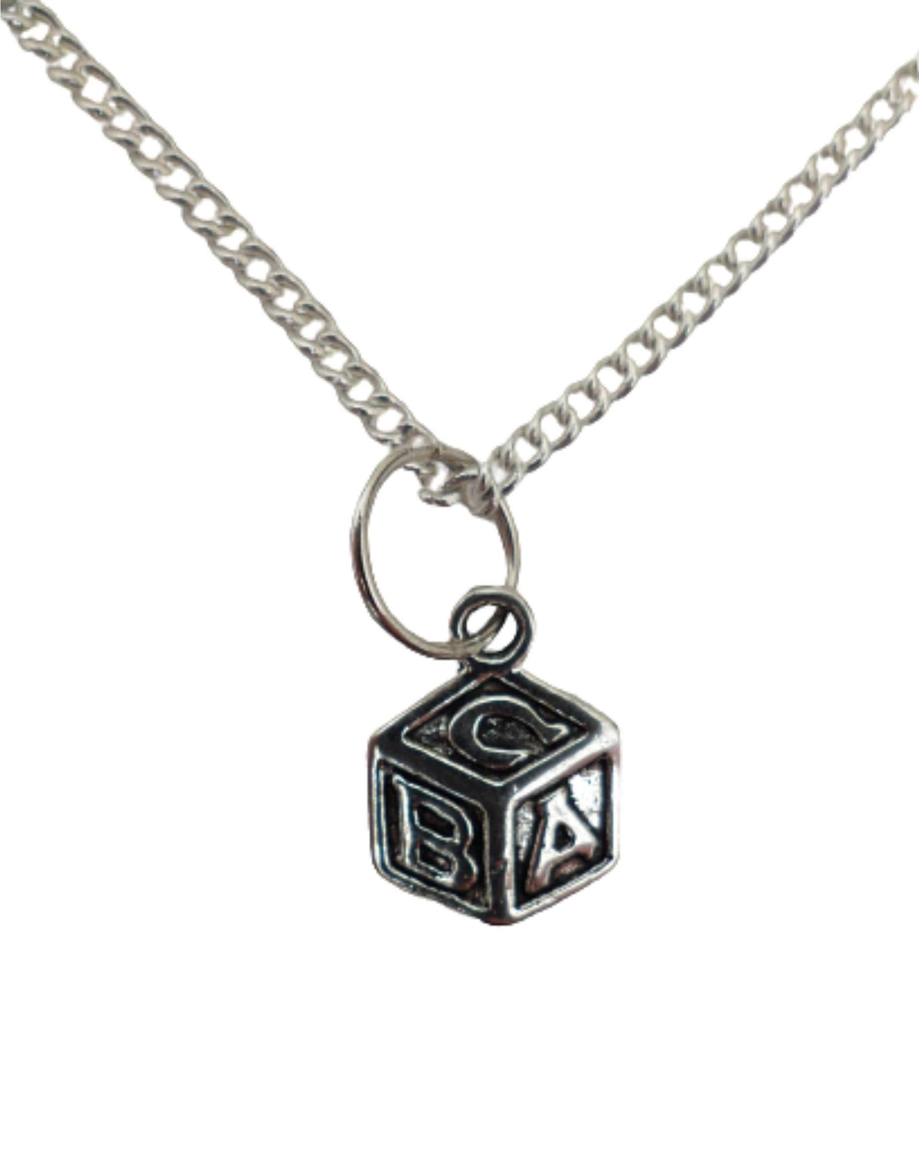 Silver Plated Necklace with Building Block Charm Pendant - Fun & Stylish Jewelry for Kids, Teens & Adults | Perfect Gift for Birthday, Christmas & Everyday Wear