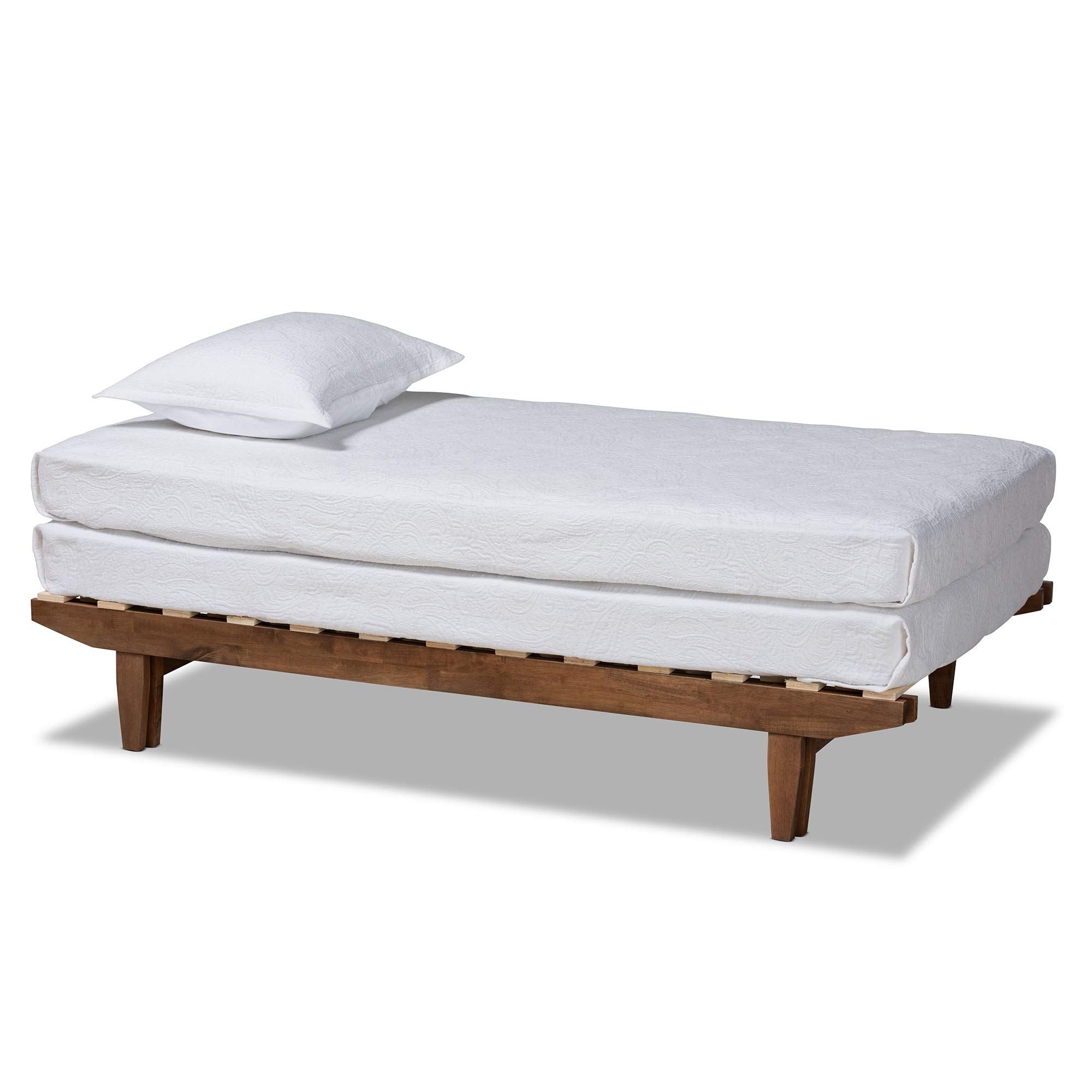 Baxton Studio Wooden Bed Frame - Twin & King Size, Solid Walnut Finish - Perfect for Modern Bedroom & Guest Room Decor