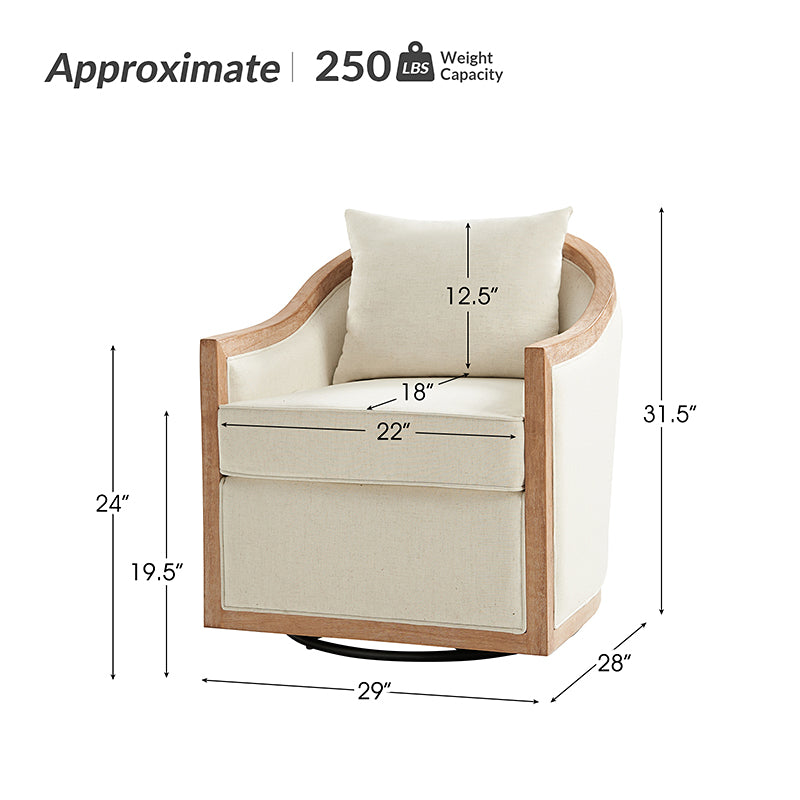 Farmhouse Swivel Chair with Toss Pillows - Percy Jess Cozy Accent Chair for Living Room, Bedroom & Reading Nook - Perfect for Relaxing and Home Decor
