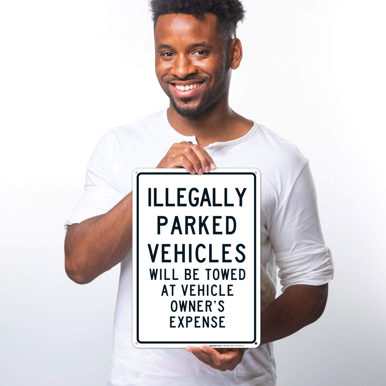 10x14 Inches Rust-Free .040 Aluminum 'Illegally Parked Vehicles Will Be Towed' Sign - Fade Resistant, Easy Mounting for Indoor & Outdoor Use - Made in USA - Perfect for Parking Lots, Private Property & Business Security