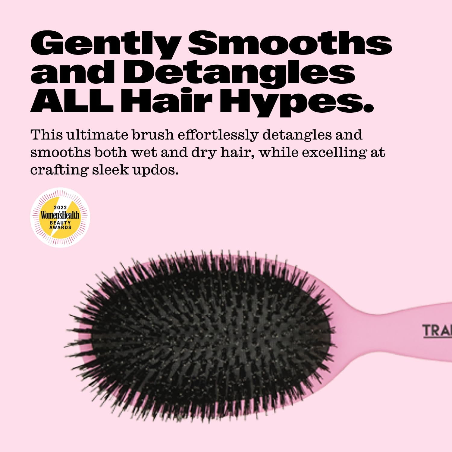 Trademark Beauty Tame Your Mane Smoothing Hair Brush - Detangling Brush for Wet & Dry Hair - Hair Styling Accessories for Women - Perfect for Home, Travel & Salon Use