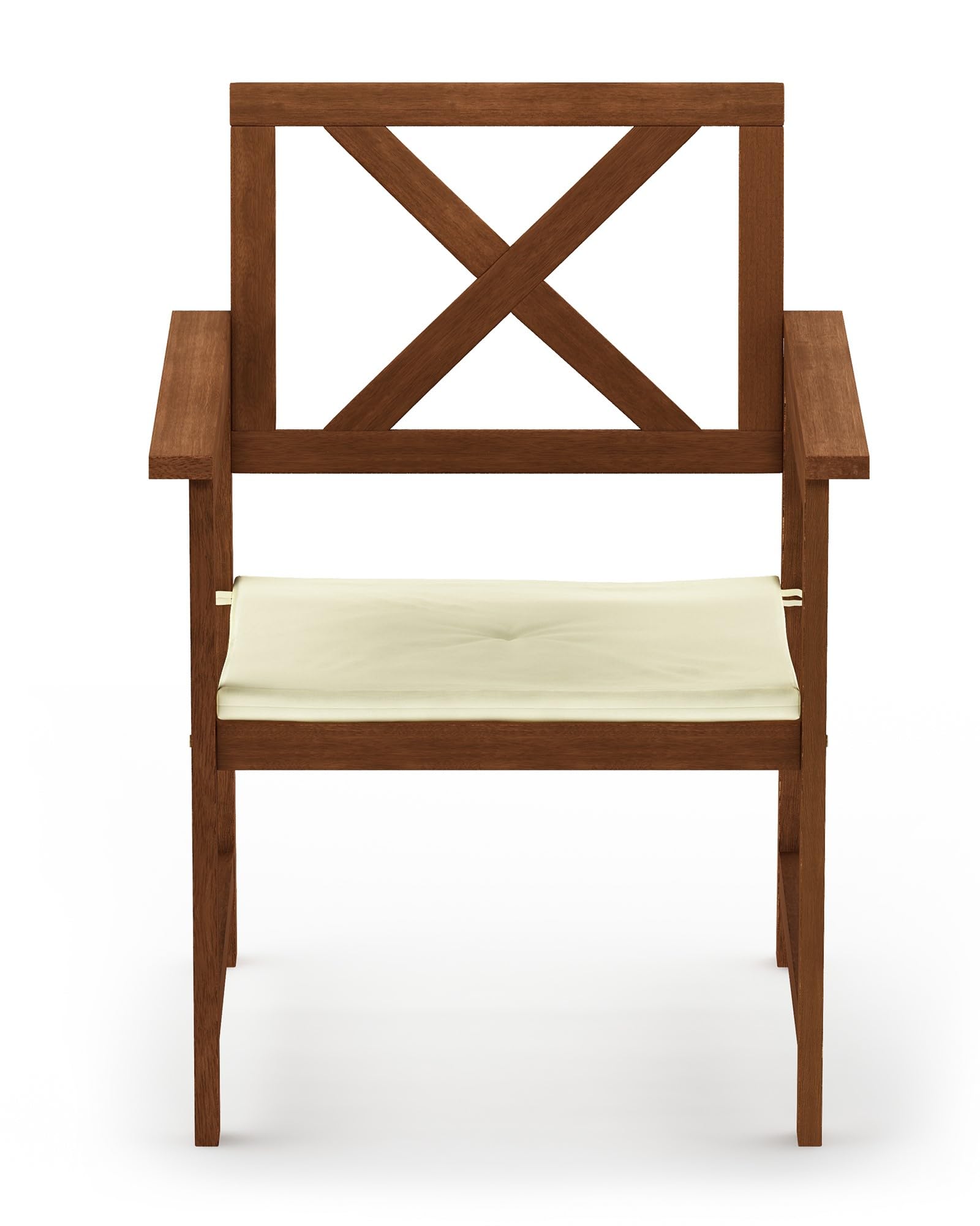 Furinno FG18112C Teak Oil Hardwood X-Back Arm Chair with Cushion - Natural Wood Dining Chair for Kitchen, Living Room & Outdoor Patio