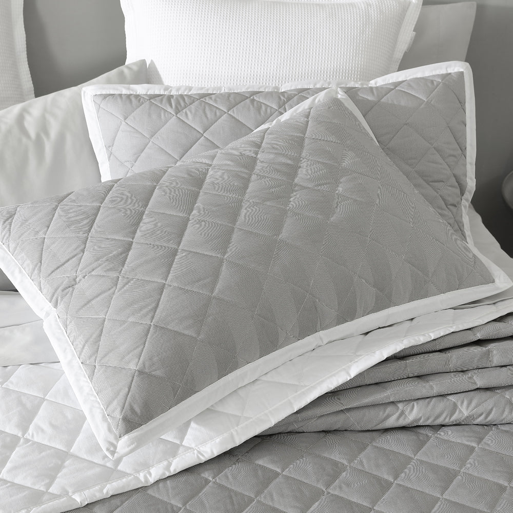 Essex Pewter Pillow Sham Set of 2 | Premium Cotton Decorative Pillow Covers for Bedroom & Living Room – Perfect for Home Decor, Guest Rooms, and Cozy Styling