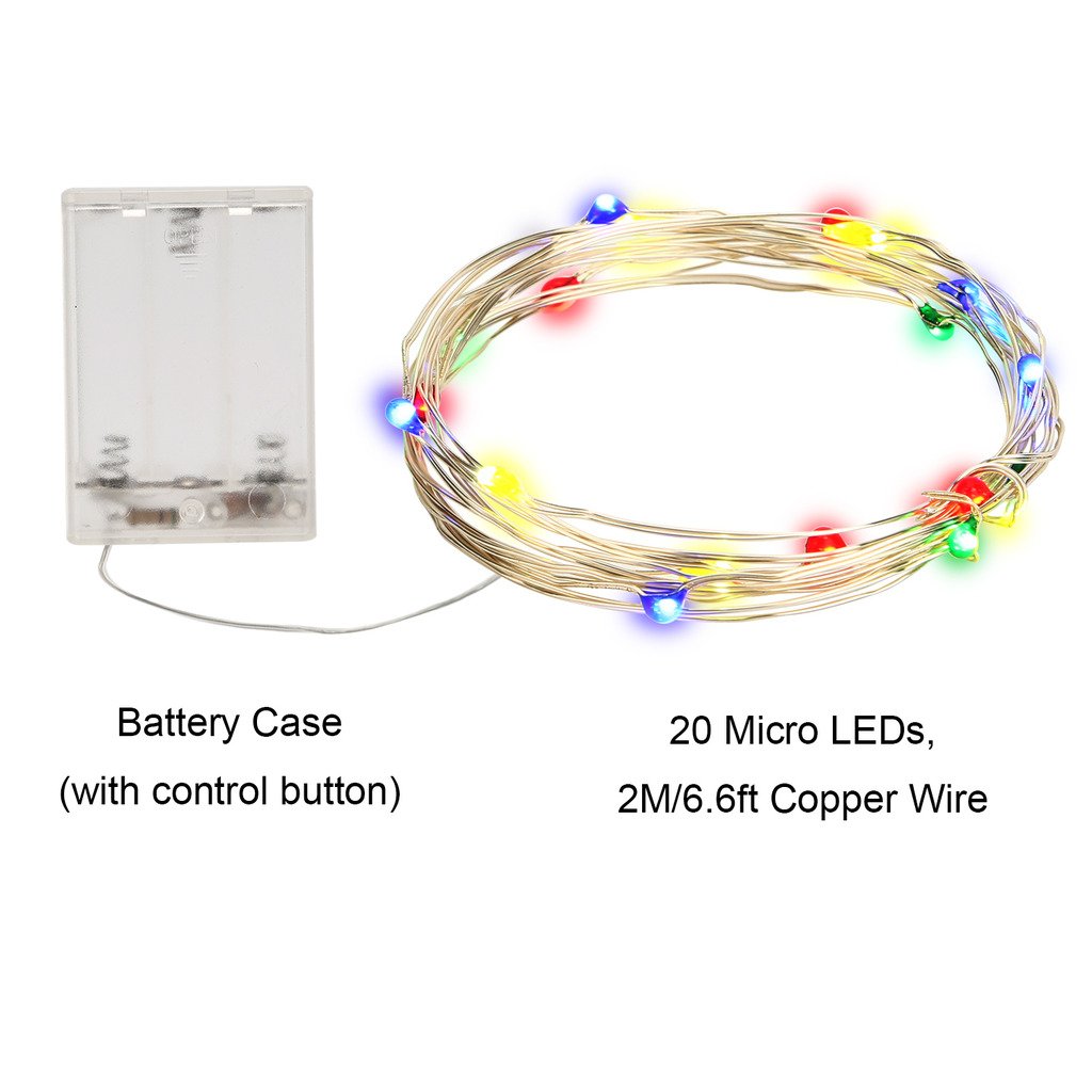 LED Fairy String Lights - 20 LEDs, 6.6ft Battery Operated for Home Decor & Parties