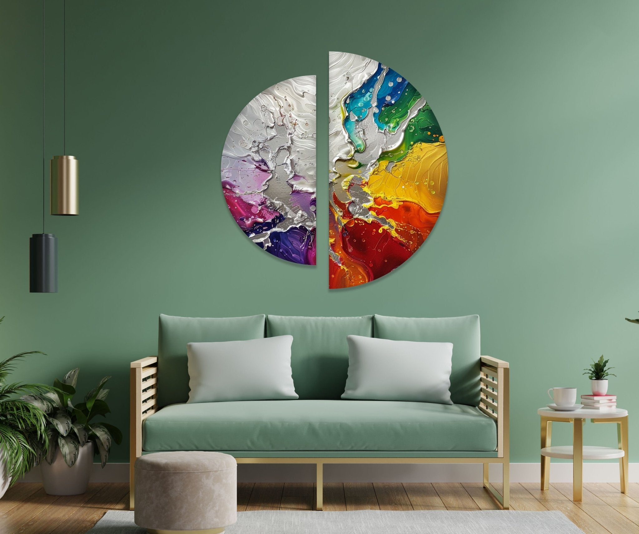 2 Piece Abstract Cracked Paint Glass Wall Art Set - Modern Home Decor for Living Room, Bedroom & Office - Shattered Glass Effect Canvas Painting for Unique Interior Design