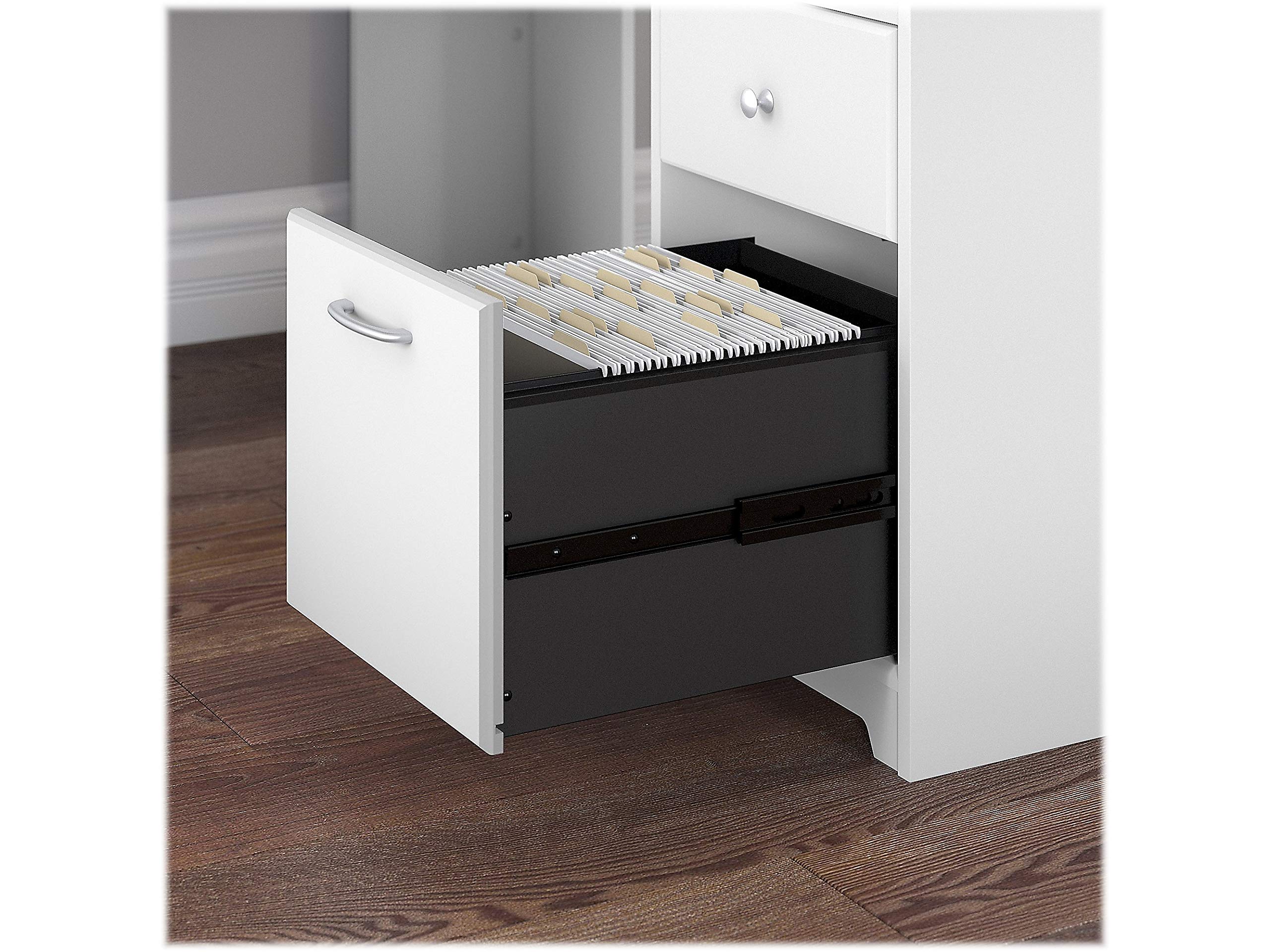 Bush Furniture Cabot L-Shaped Computer Desk in White - Corner Desk with Drawers & Storage for Home Office | Space-Saving Workstation for Small Rooms, Gaming Setup & Remote Work