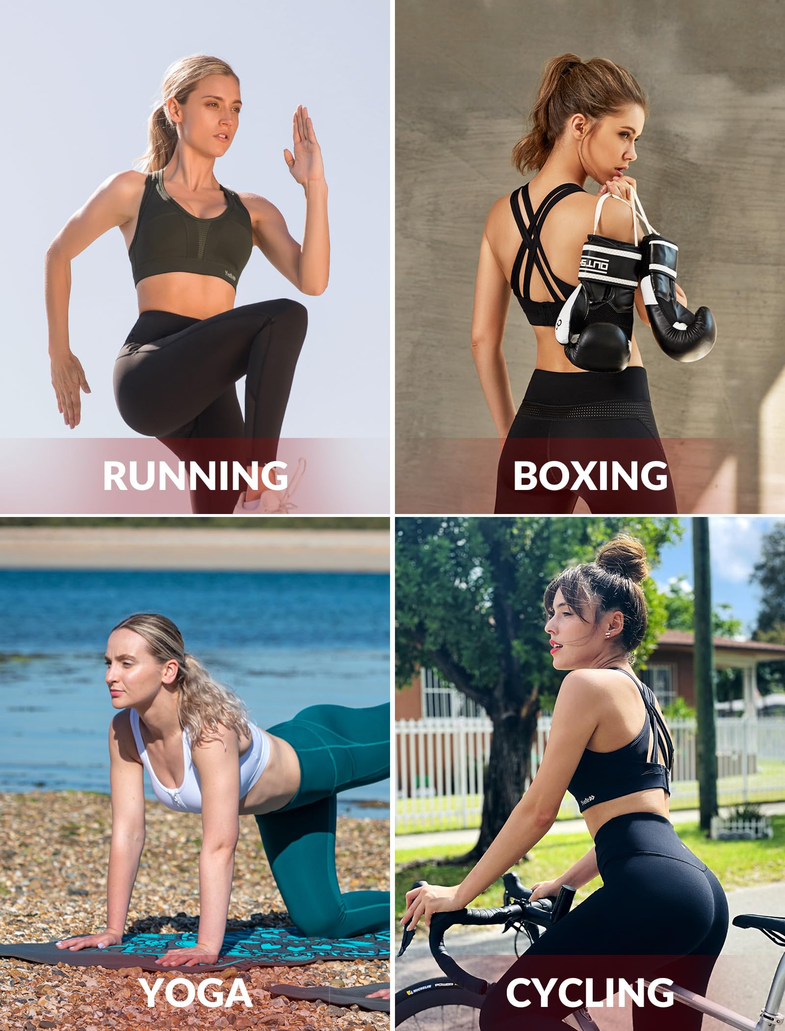 Yvette Women's High Impact Sports Bra - Criss Cross Back Support for Running, Workout & Fitness - Plus Size Activewear for Yoga, Gym & High-Intensity Training